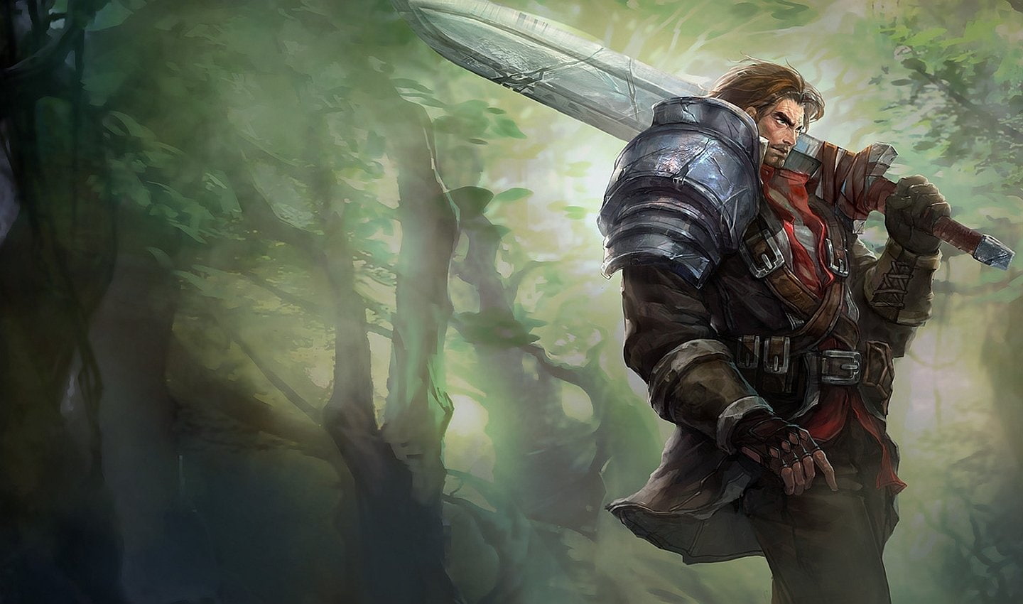 adult, 720P, nature, standing, tree, people, men, clothing, League Of Legends, land, plant, knife - weapon, government, outdoors, copy space, forest, Garen (League Of Legends), HD Wallpaper