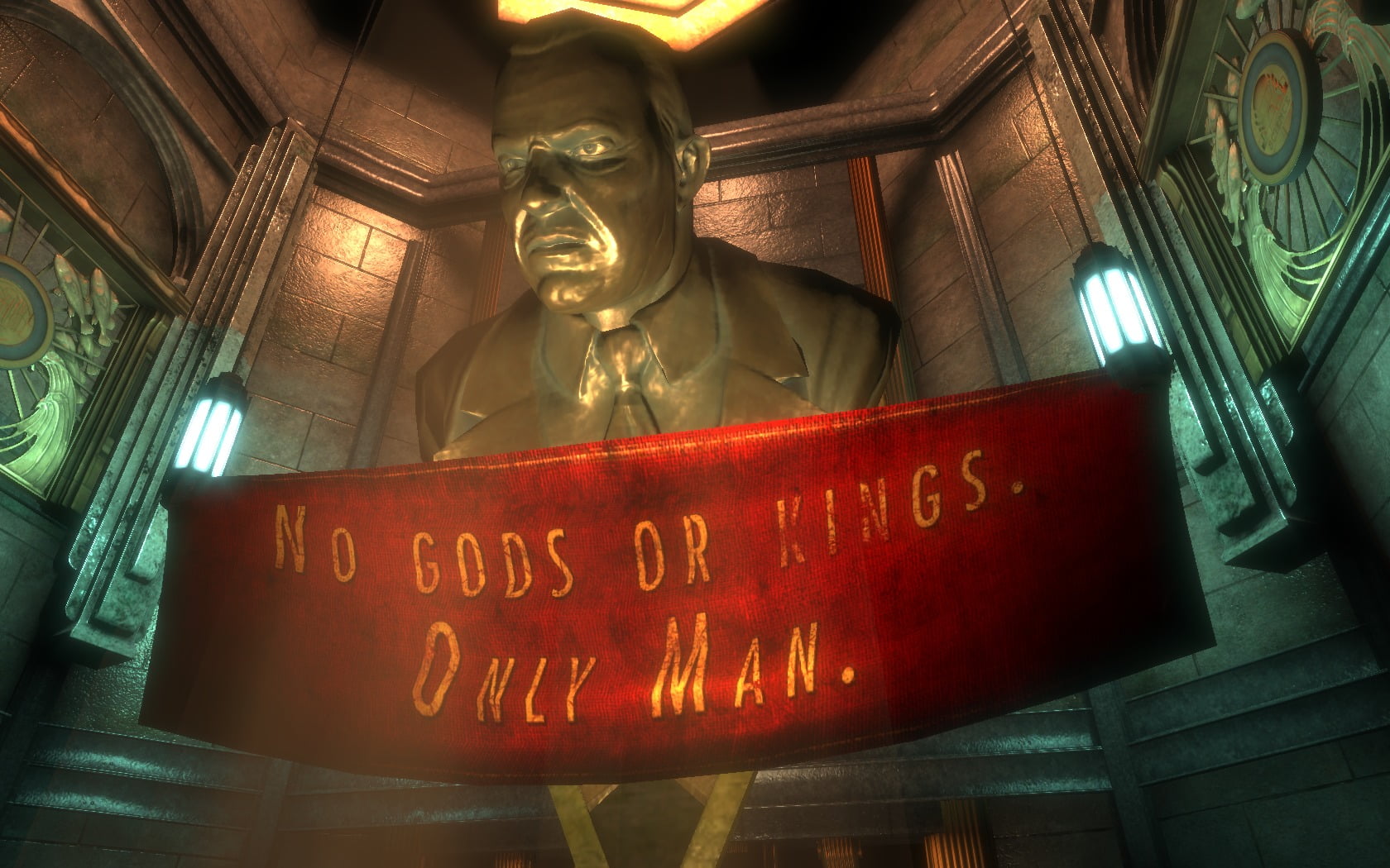 art and craft, ceiling, message, low angle view, place of worship, human representation, BioShock Infinite, communication, BioShock, sculpture, HD Wallpaper