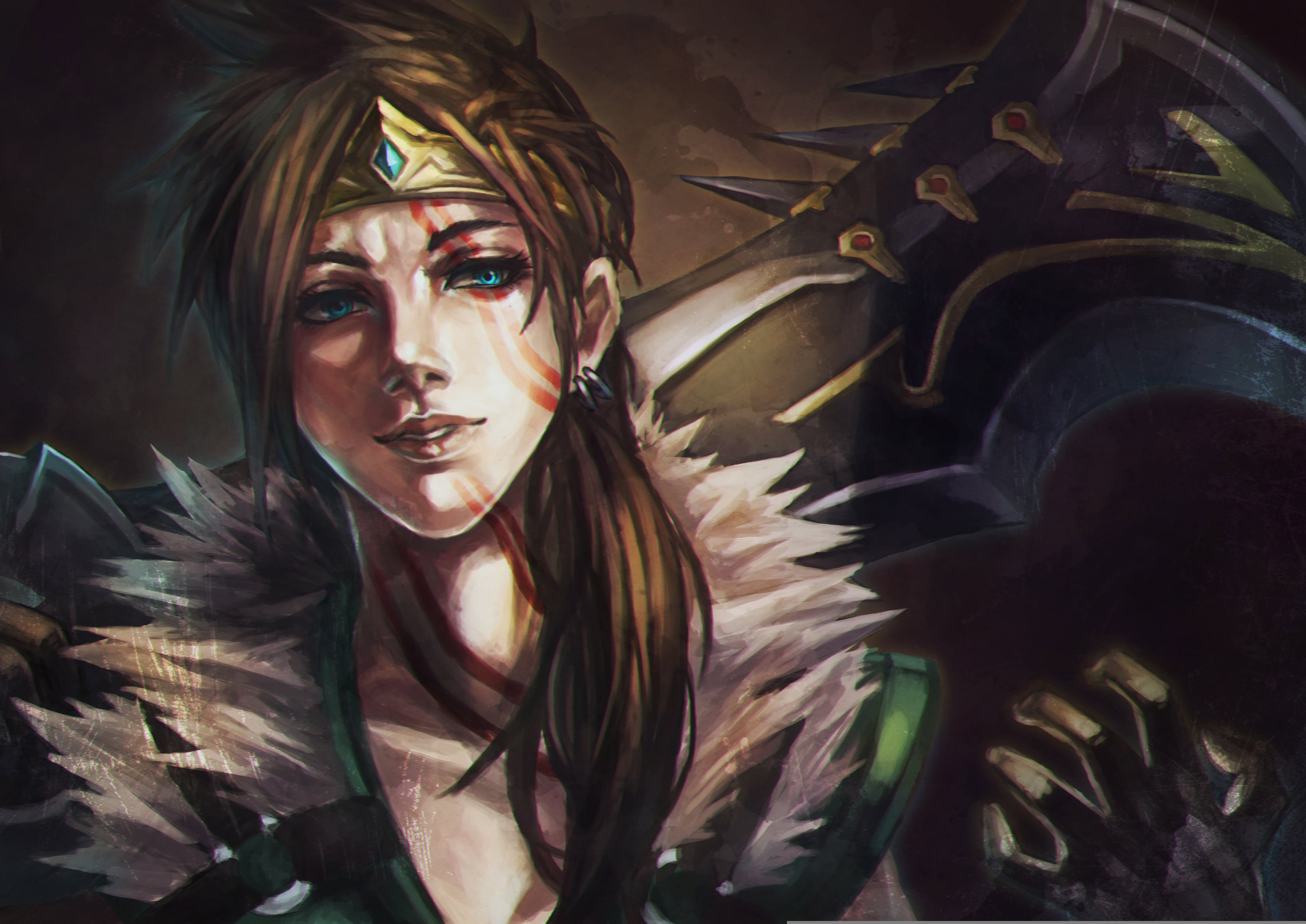 close-up, lol, looking at camera, Glorious Executioner, young women, holding, women, blade, headshot, night, females, lifestyles, fan art, young adult, HD Wallpaper