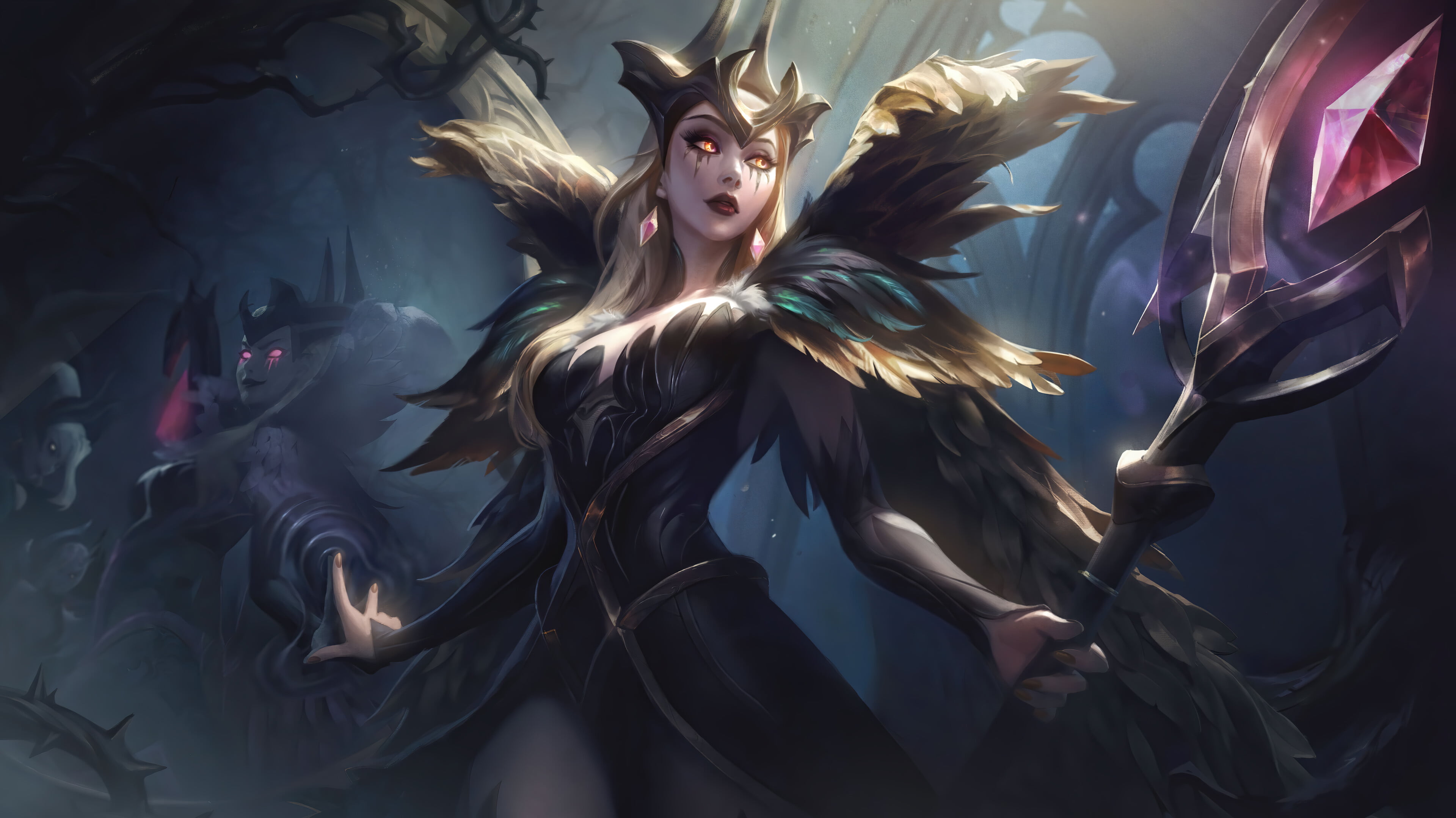 4K, Riot Games, League of Legends, LeBlanc (League of Legends), dark, HD Wallpaper