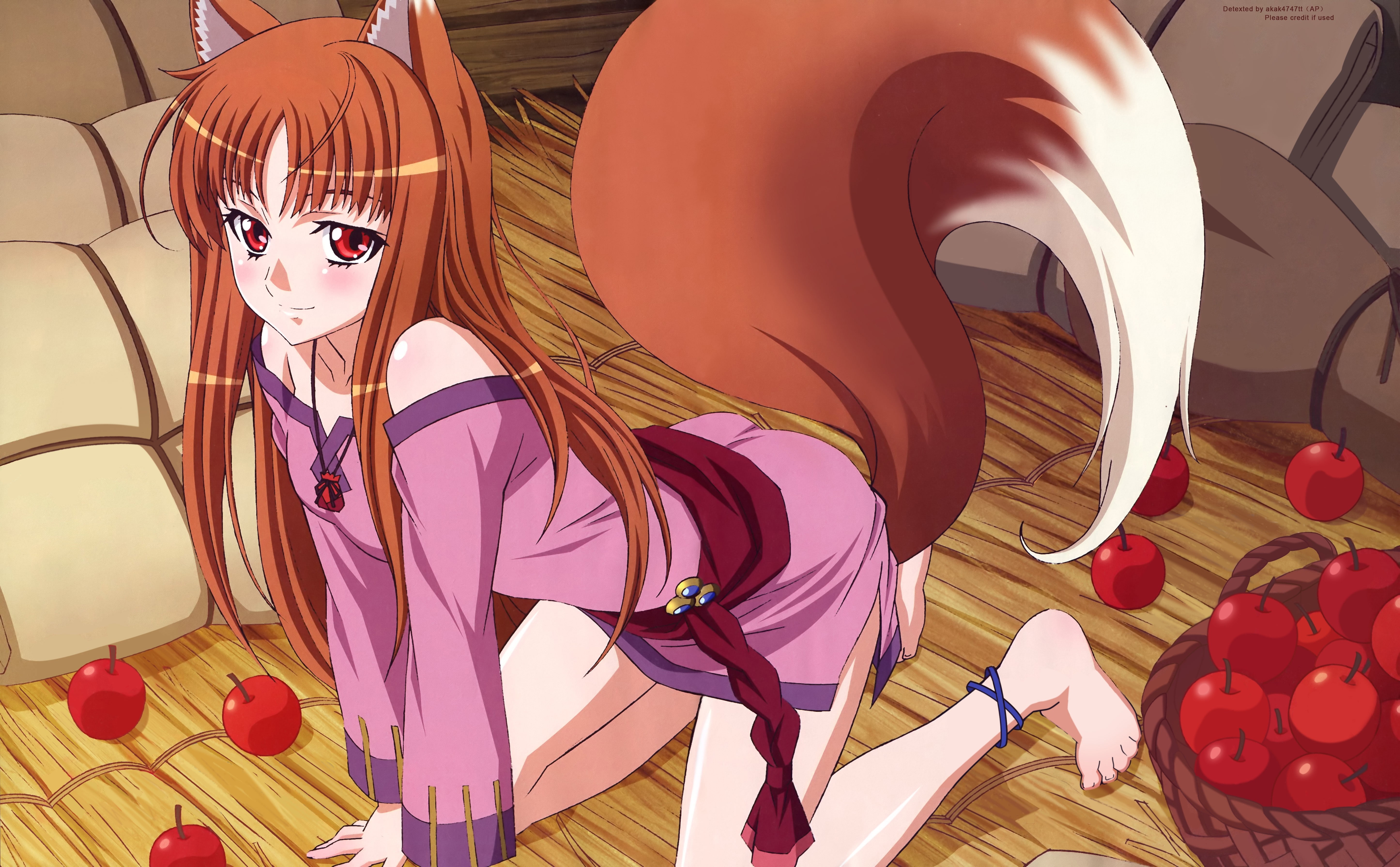 animal ears, 5K, apples, technology, inumimi, wolf, spice, ears, Spice and Wolf, hd, apple, art, holo, wise, animal, HD Wallpaper