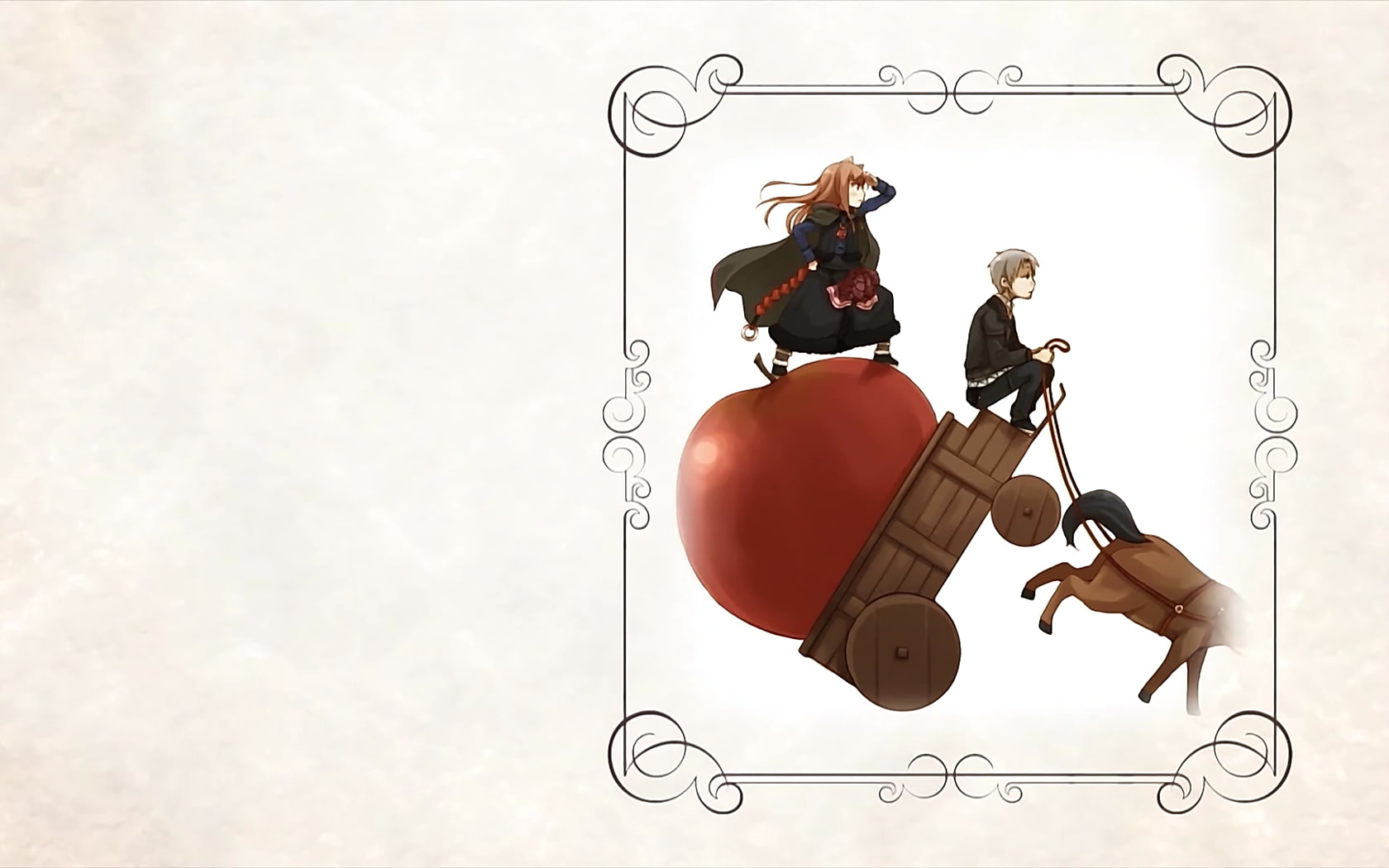 adult, Lawrence Kraft, women, white background, Holo, violin, anime, full length, apples, Okamimimi, playing, men, arts culture and entertainment, string instrument, HD Wallpaper