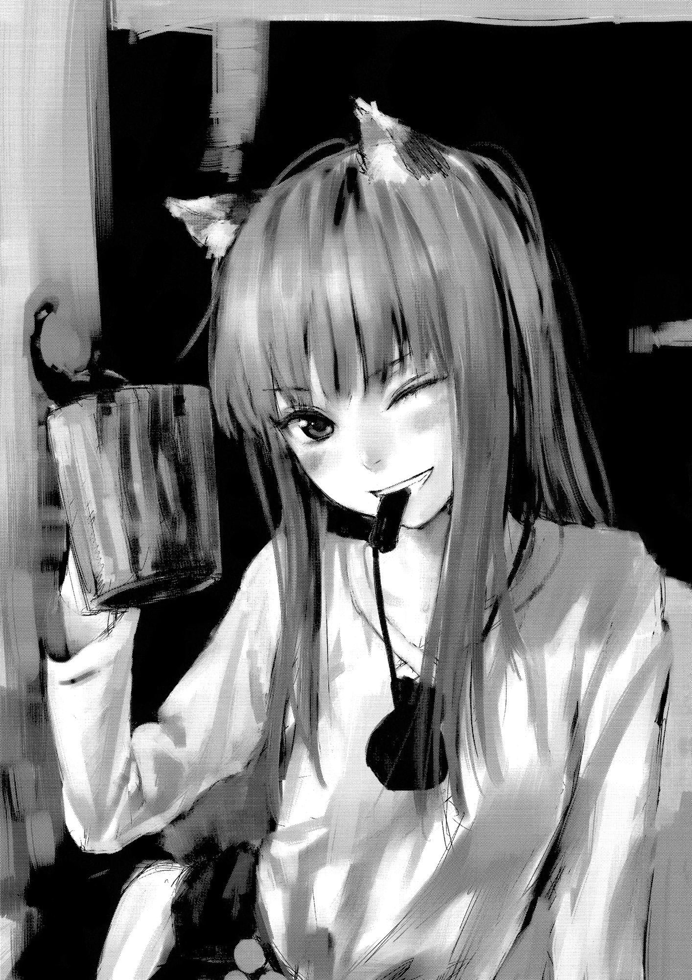 1080P, waist up, hairstyle, adult, monochrome, real people, beautiful woman, anime girls, indoors, bangs, headshot, women, lifestyles, front view, representation, Phone HD Wallpaper