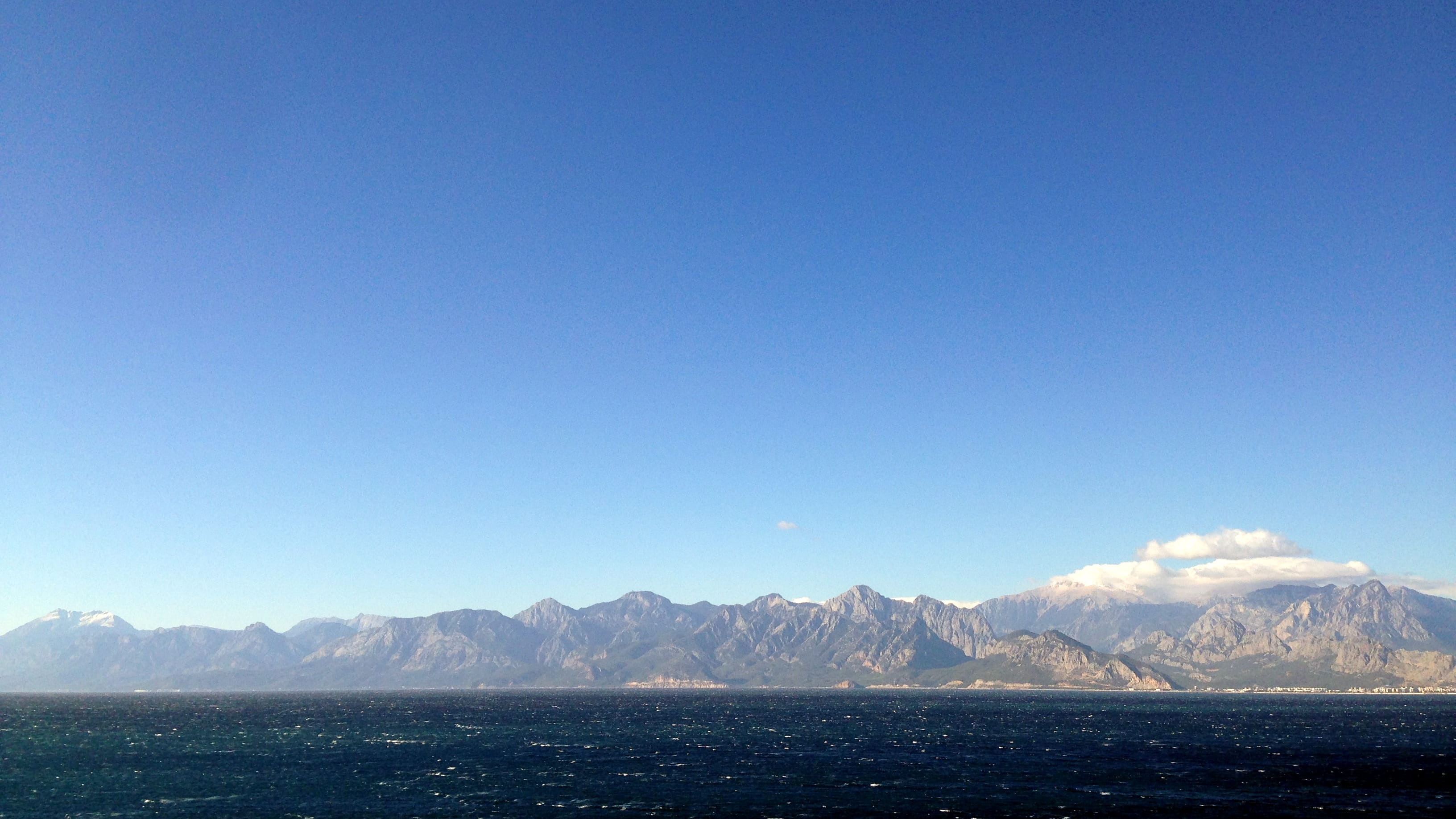turkiye, snowcapped mountain, tranquil scene, nature, sky, mountain, travel destinations, mountain range, landscape, winter, snow, dağ, blue, antalya, water, HD Wallpaper