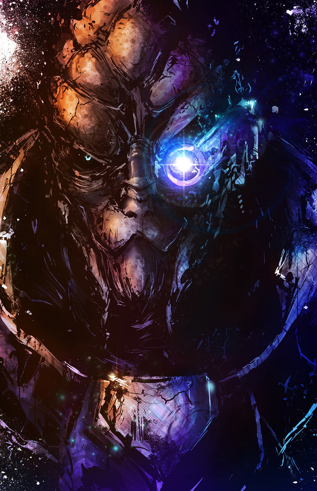 Garrus Vakarian, artwork, 1080P, fan art, Mass Effect, portrait display, Phone HD Wallpaper