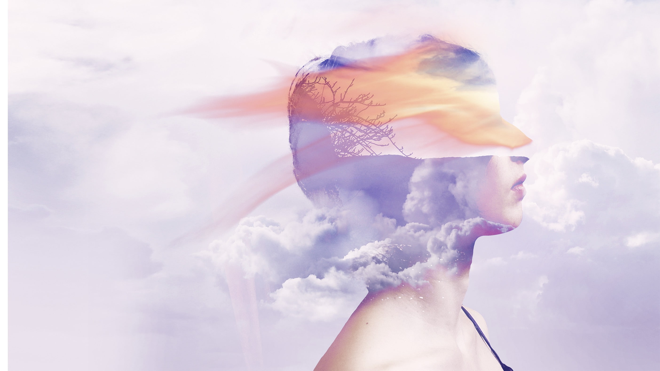 adult, profile view, young adult, outdoors, cold temperature, cloud - sky, one person, multiple exposure, human limb, women, double exposure, sky, human body part, HD Wallpaper