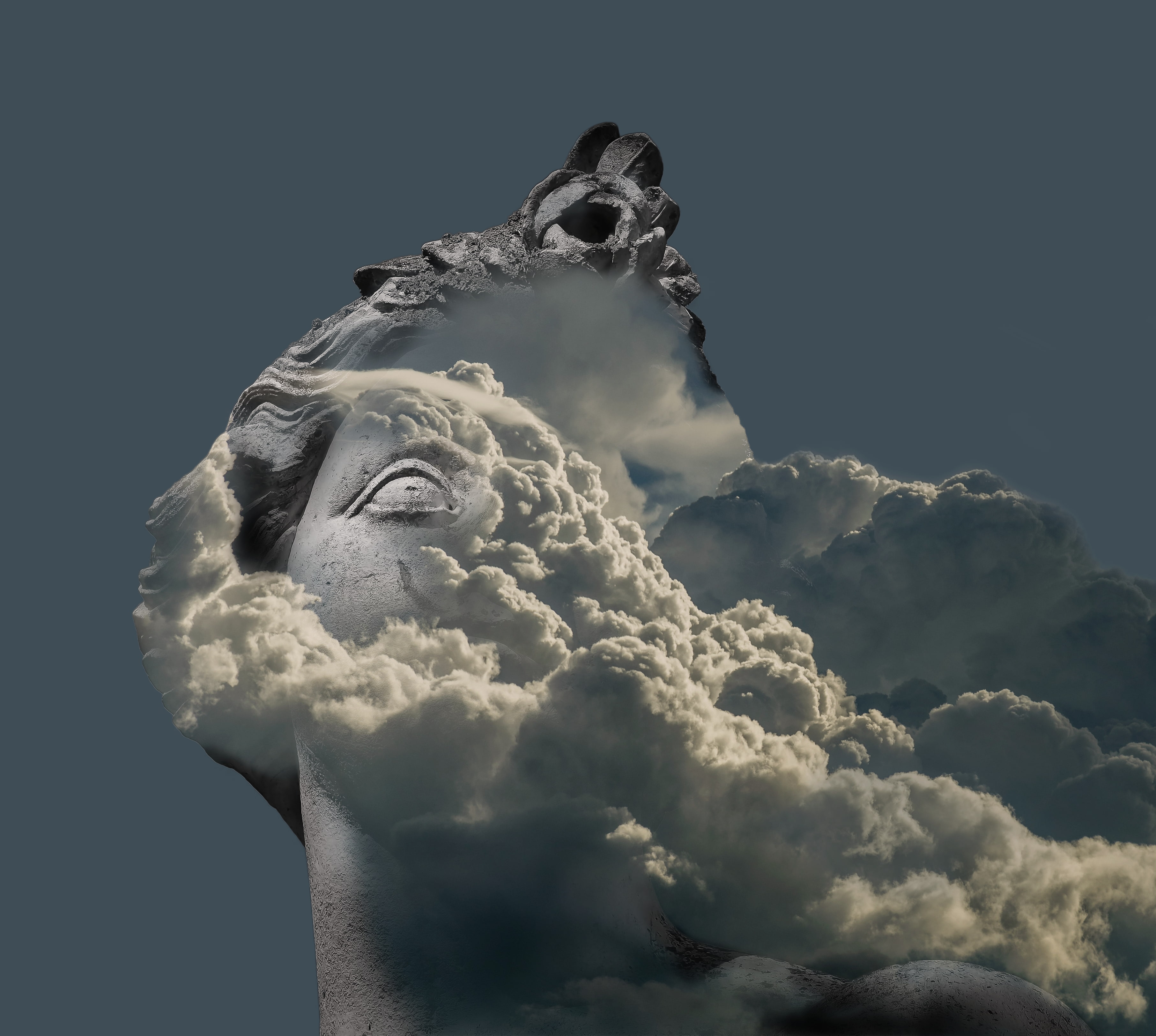 2K, black background, clouds, art and craft, copy space, studio shot, sky, low angle view, 3D, cloud - sky, sculpture, representation, photo manipulation, HD Wallpaper