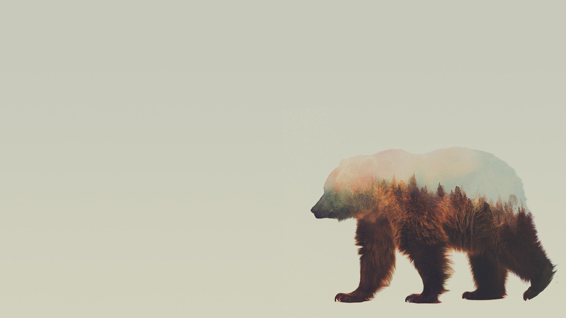 animals, Andreas Lie, double exposure, 1080P, HD Wallpaper