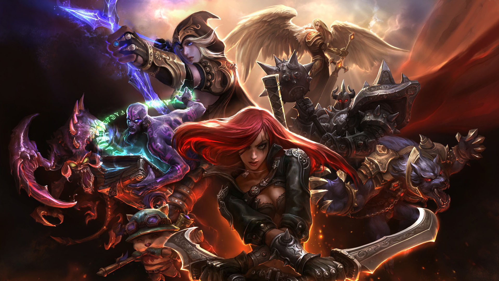 1080P, legends, ryze, league of legends, katarina, school, league, chogath, characters, old, mordekaiser, old school, hd, warwick, heroes, HD Wallpaper