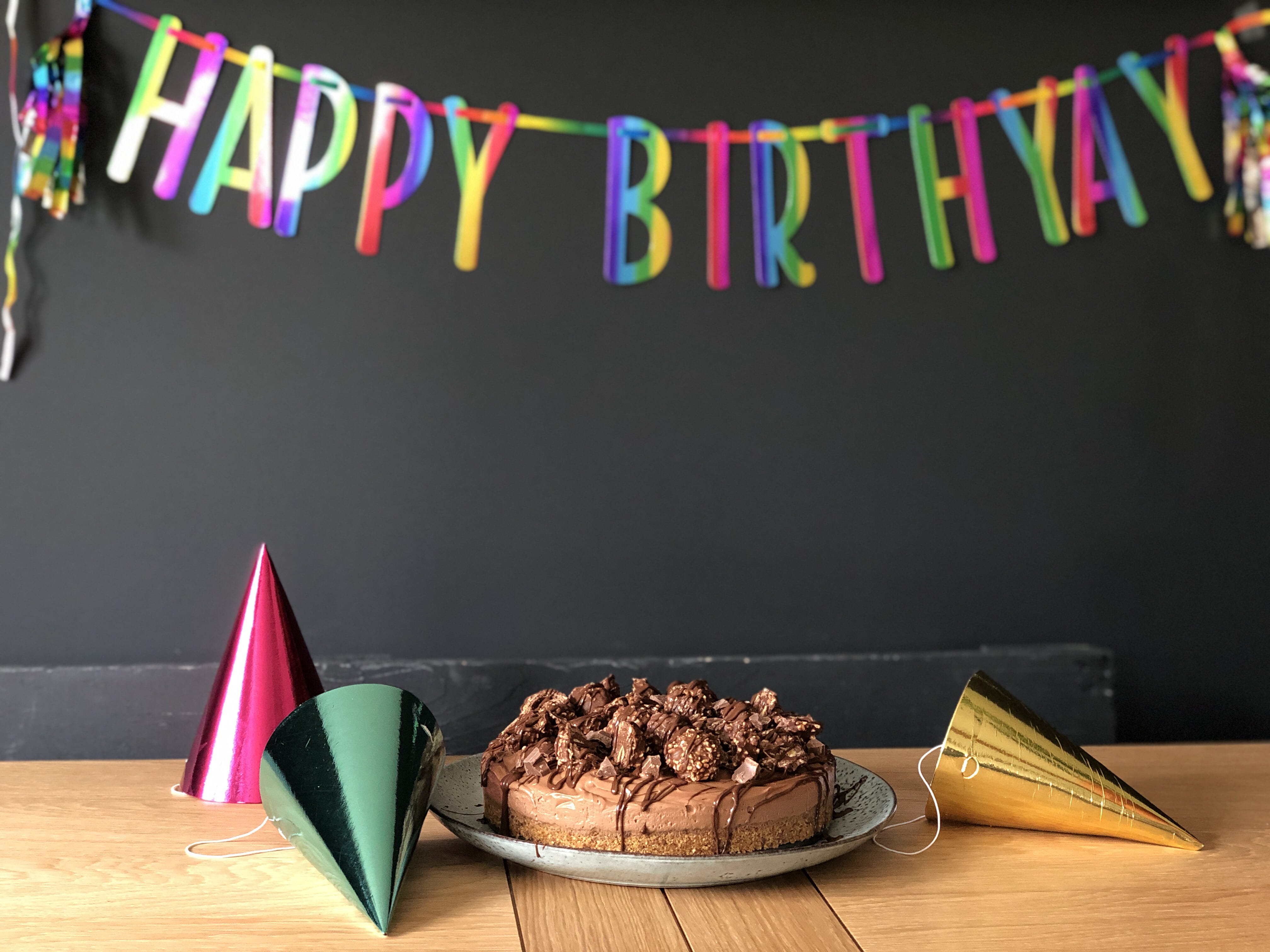 creme, chocolate cake, dessert, indoors, food, cream, chocolate, birthday party, chocolate cheesecake, clothing, anniversary, cake, hat, no people, 4K, HD Wallpaper