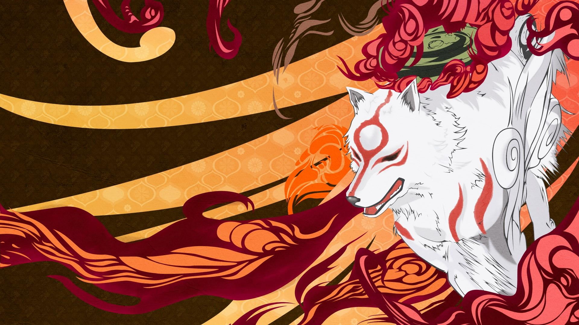paintings, design, animal representation, spirit, lobo, red, representation, pattern, 1080P, creativity, paint, mural, fantasy, event, dragon, craft, multi colored, HD Wallpaper