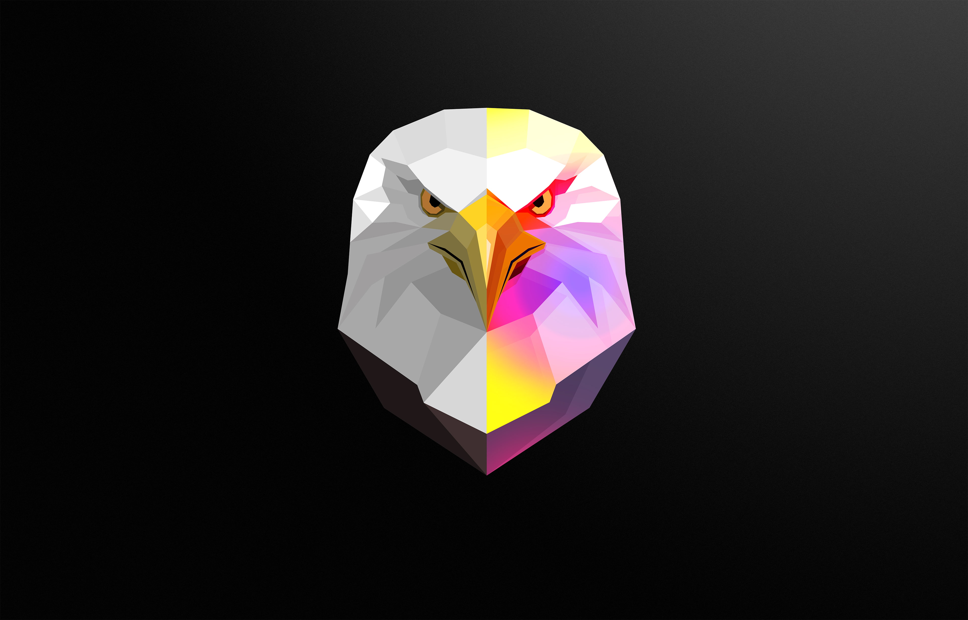 4K, byrotek, dark, animals, minimalism, birds, digital art, eagle, abstract, HD Wallpaper