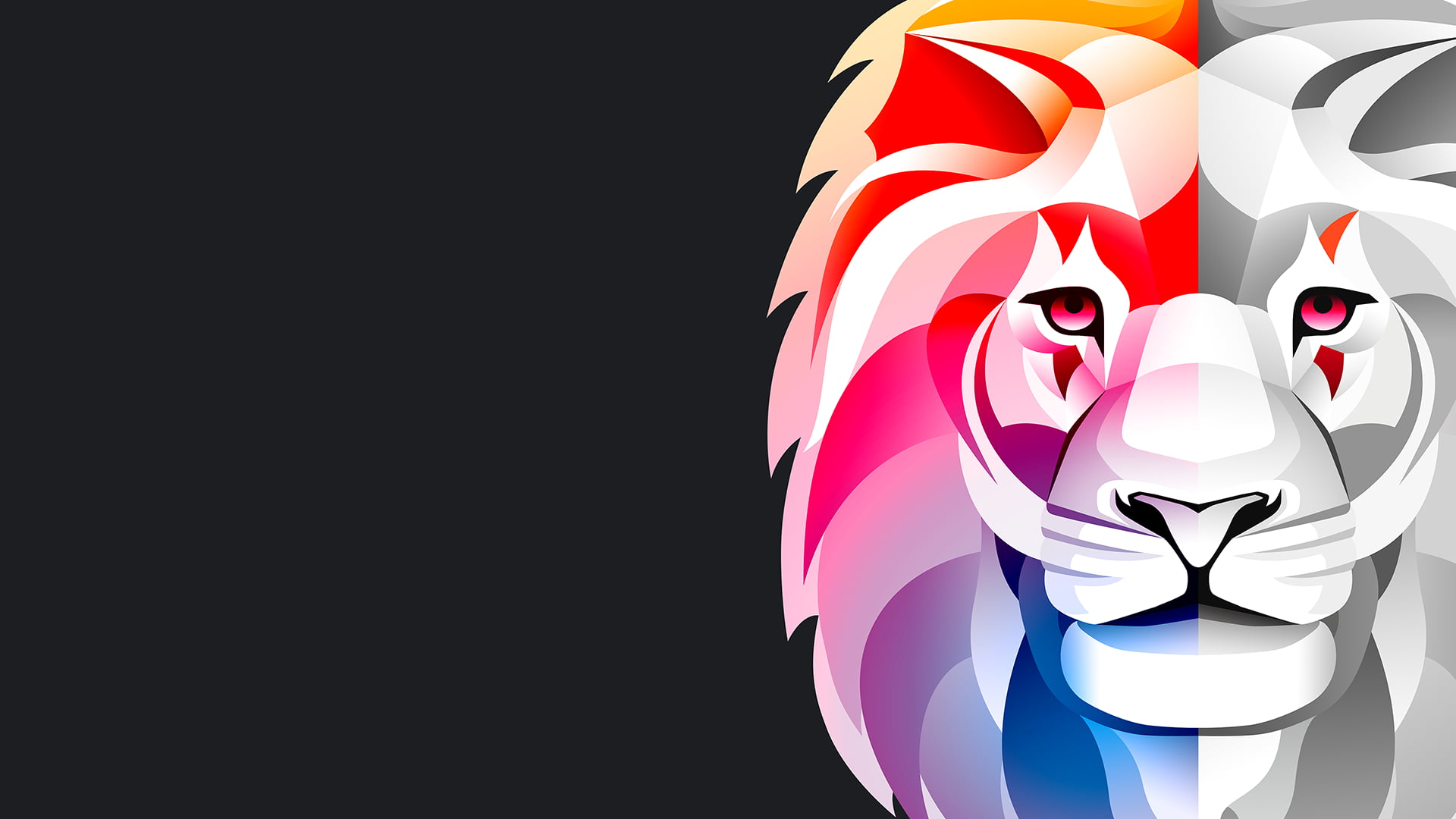 byrotek, 1080P, colorful, lion, digital, HD Wallpaper