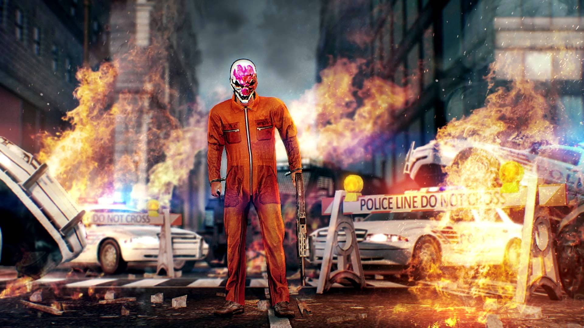 video games, mask, weapon, 1080P, fire, Video Game Art, Payday 2, HD Wallpaper