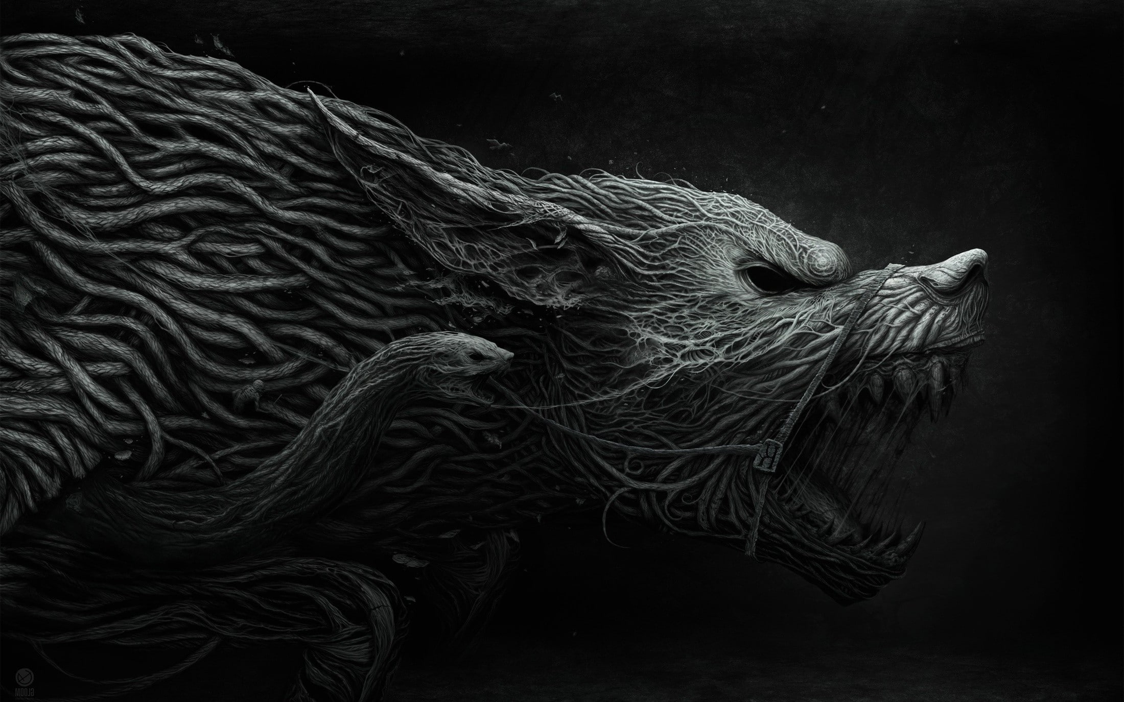 wolf, creature, 1080P, snake, Dark, HD Wallpaper