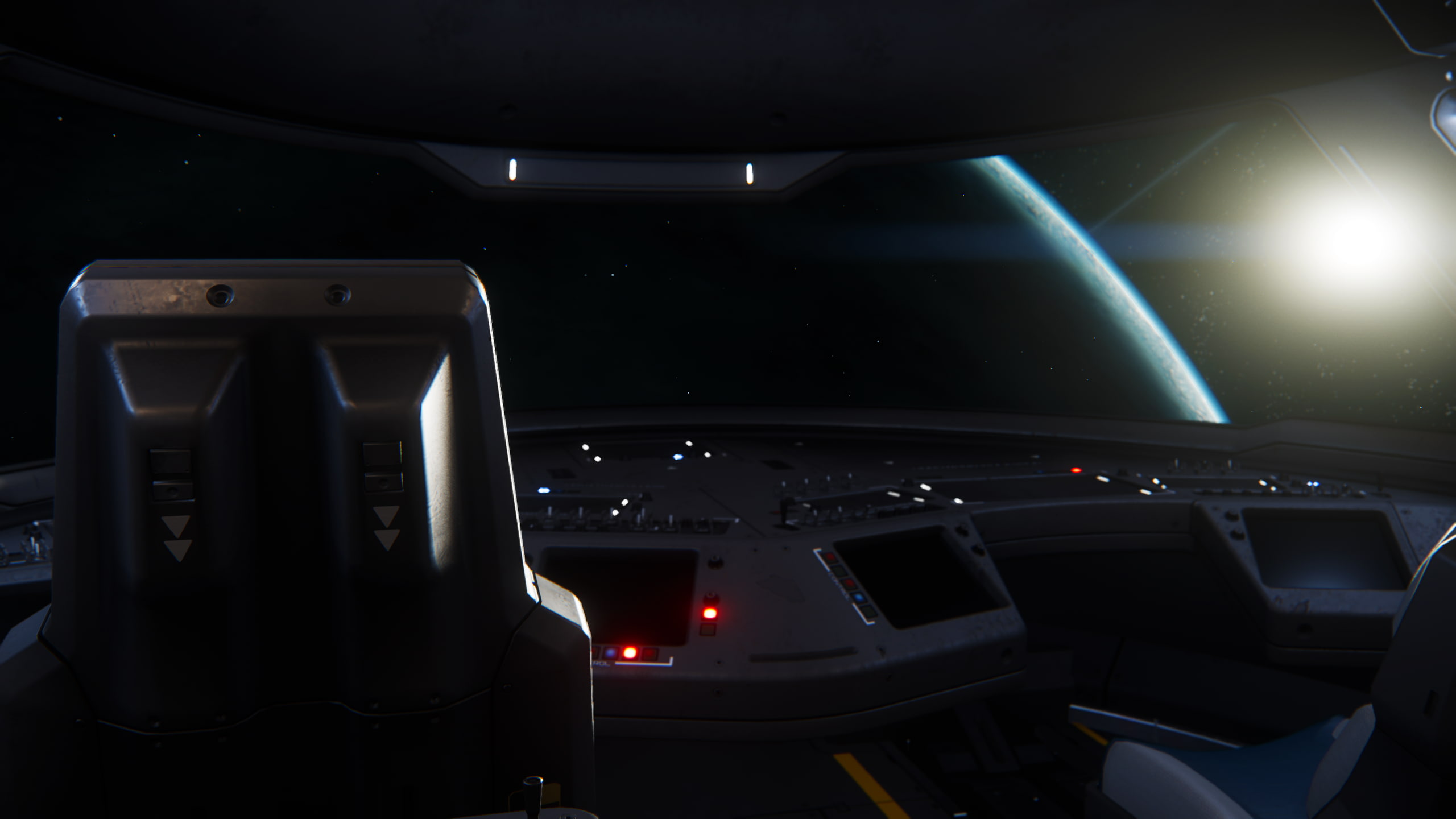 no people, airplane, airport, illuminated, Star Citizen, mode of transportation, video games, aerospace industry, lighting equipment, cockpit, indoors, HD Wallpaper