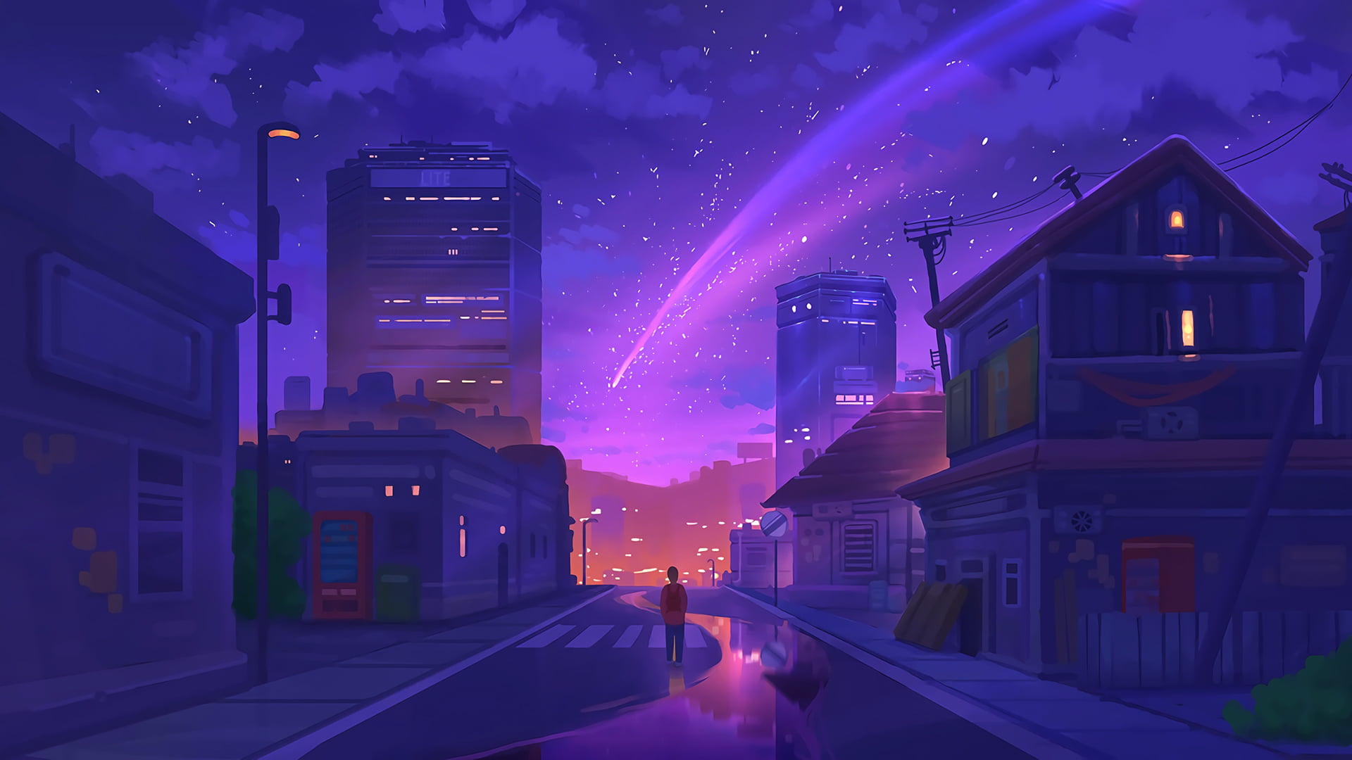 digital art, 1080P, stars, comet, clouds, HD Wallpaper