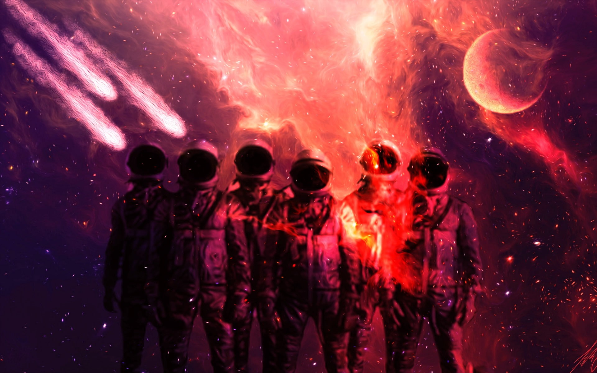 comet, 1080P, astronaut, Moon, space, HD Wallpaper