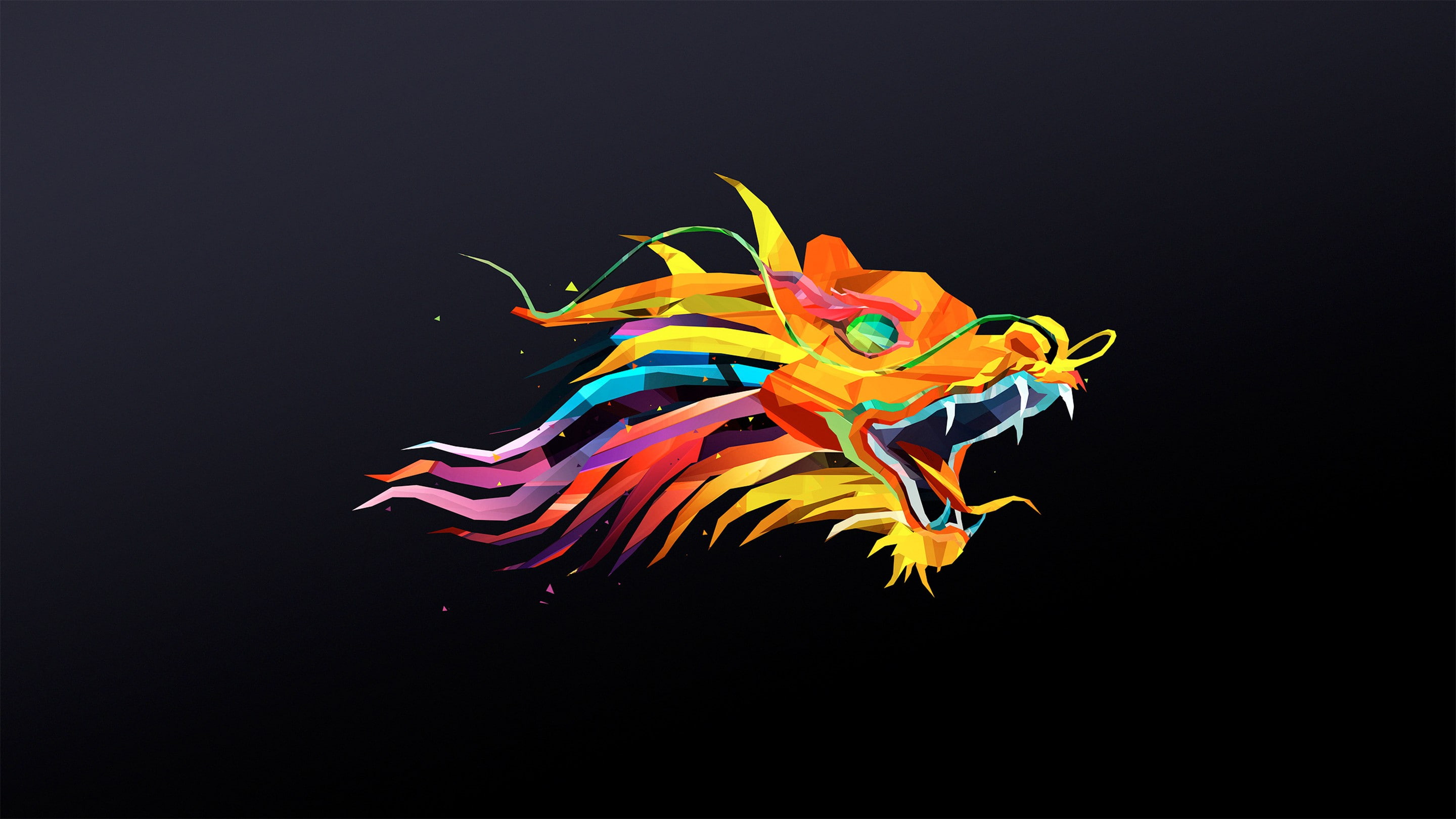 digital art, Justin Maller, dragon, Facets, 2K, artwork, Abduzeedo, HD Wallpaper