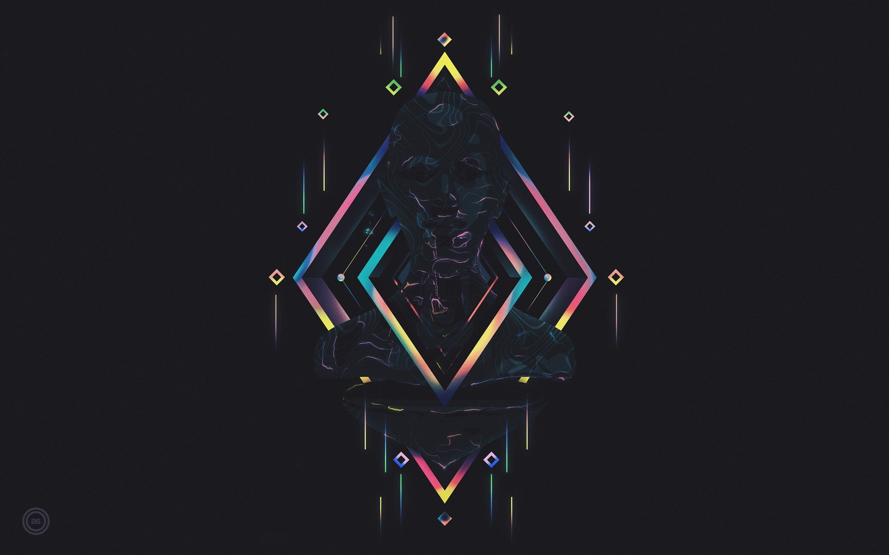 close-up, design, technology, triangle shape, lighting equipment, studio shot, glowing, abduzeedo face digital art, symmetry, shape, sign, no people, 2K, HD Wallpaper