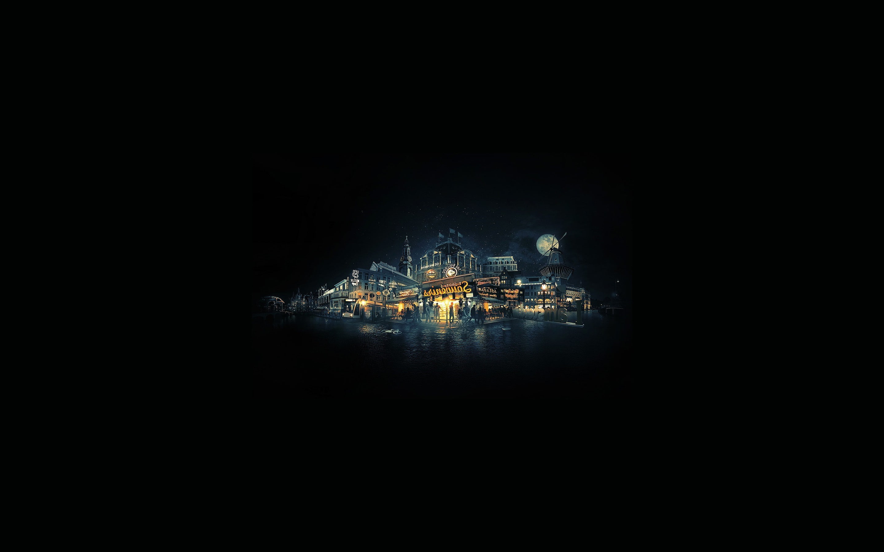 lighting equipment, nature, architecture, fuel and power generation, copy space, dark, oil industry, city, building, sea, illuminated, night, transportation, HD Wallpaper