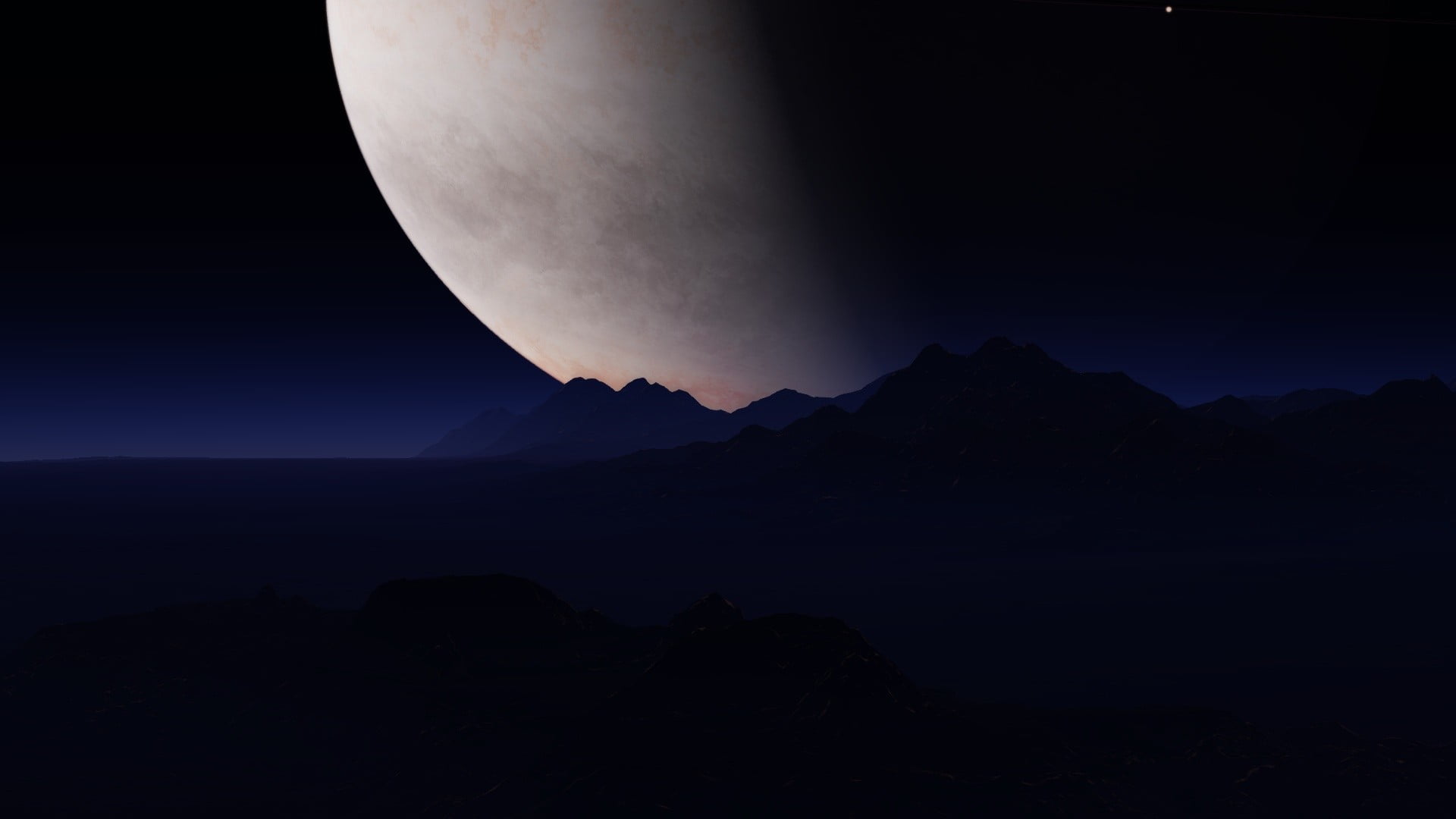 mountain peak, planet, idyllic, no people, digital art, nature, full moon, tranquil scene, mountain, dark, star - space, astronomy, sky, moonlight, landscape, HD Wallpaper