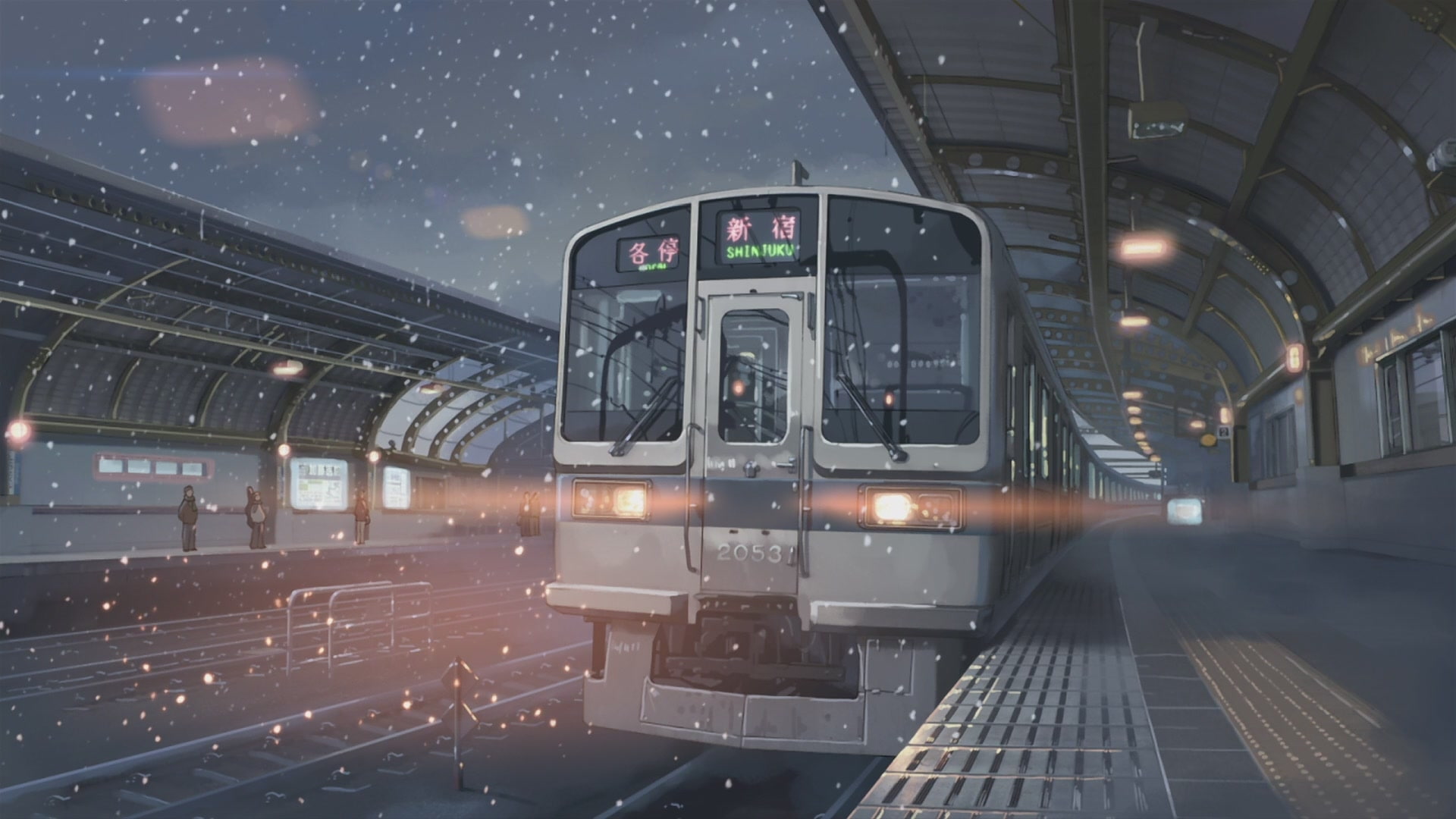 stations, centimeters, detaile, second, shinjuku, per, trains, technology, 1080P, train, vehicles, makoto, art, artwork, shinkai, hd, snow, HD Wallpaper
