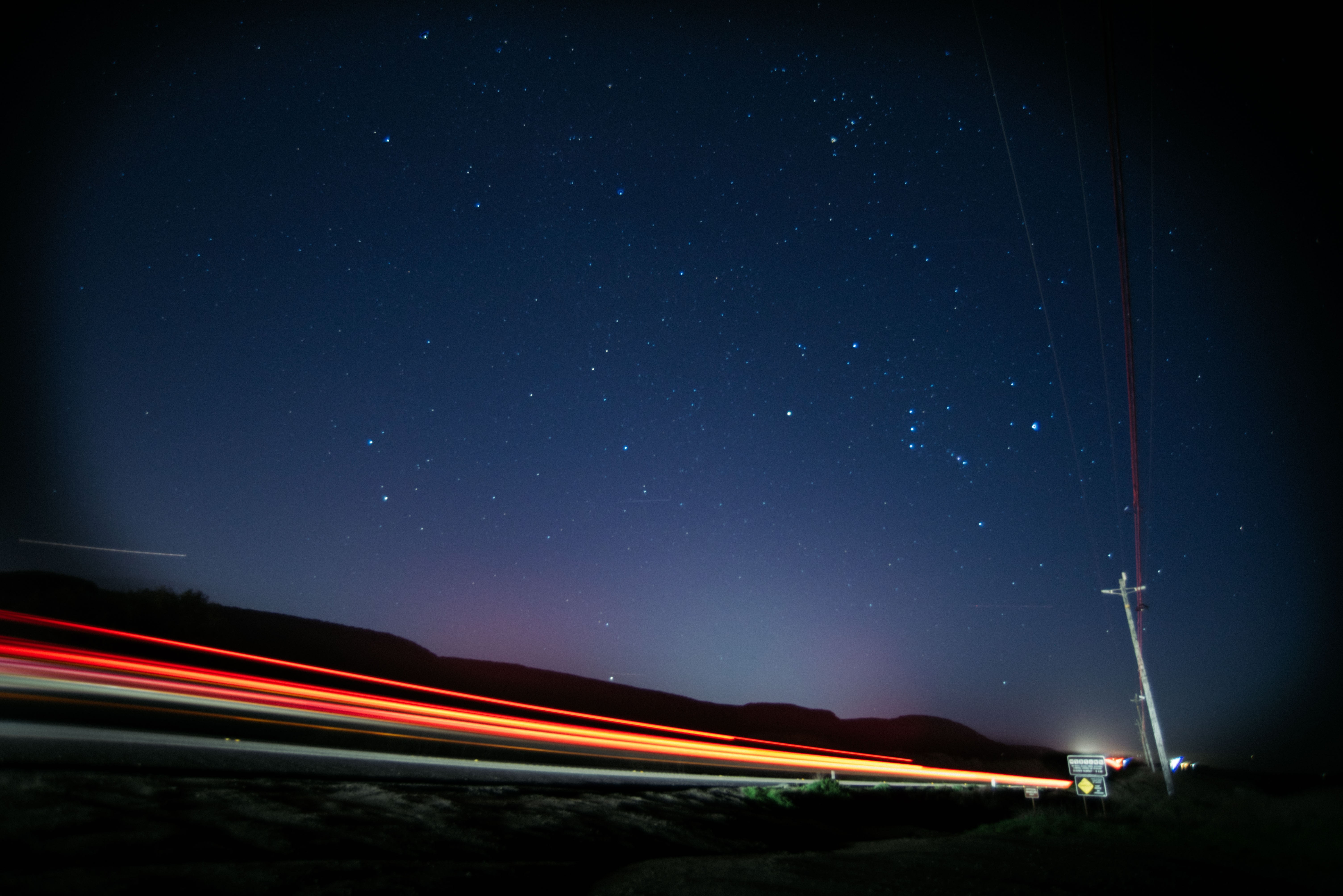 car, nature, space, long exposure, road, night sky, Orion, night, blurred motion, mode of transportation, motion, stars, outdoors, lights, scenics - nature, HD Wallpaper