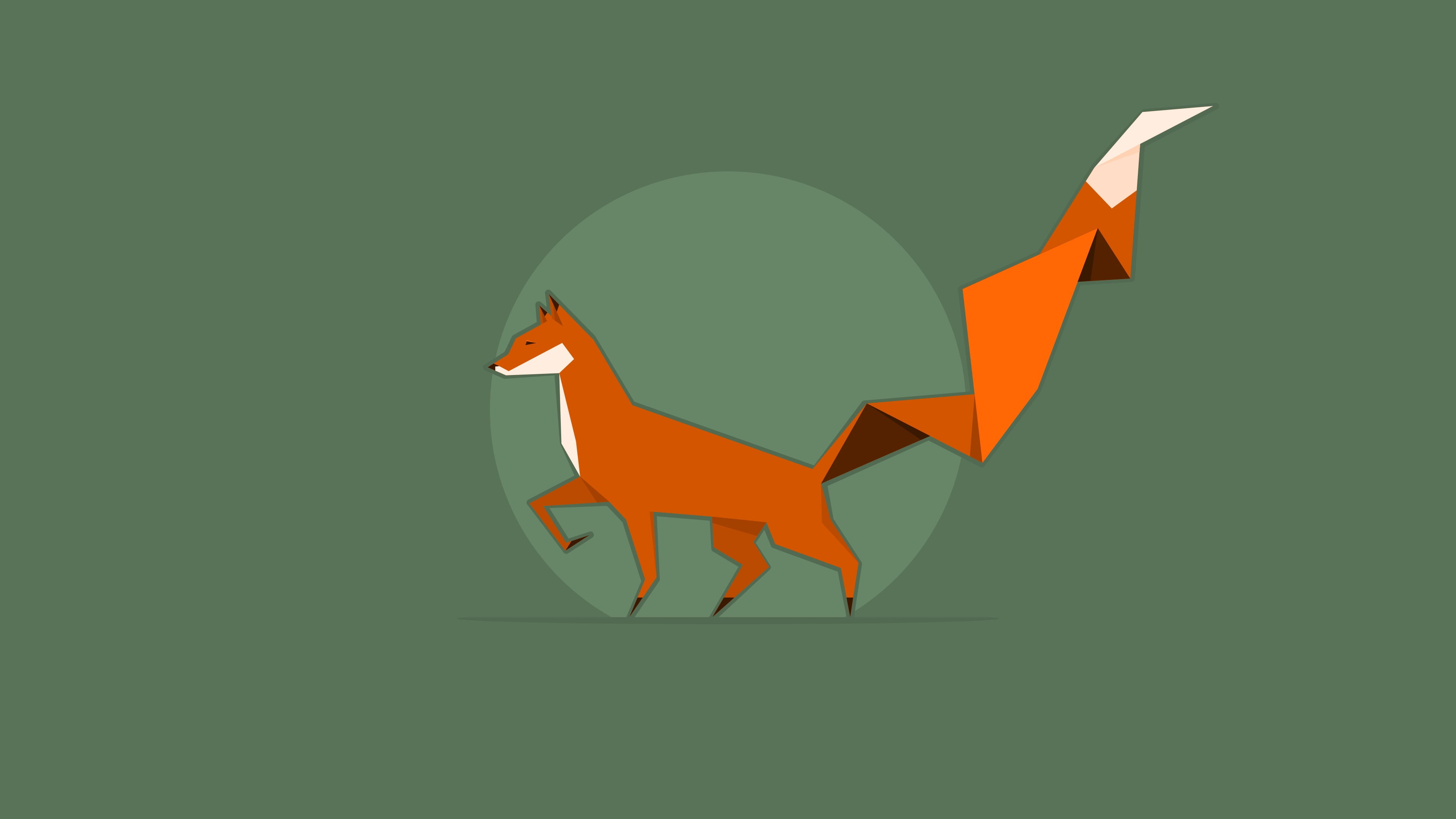 art, air vehicle, shape, close-up, 4K, communication, creativity, studio shot, wolf, fox, green color, orange, origami, colored background, representation, HD Wallpaper