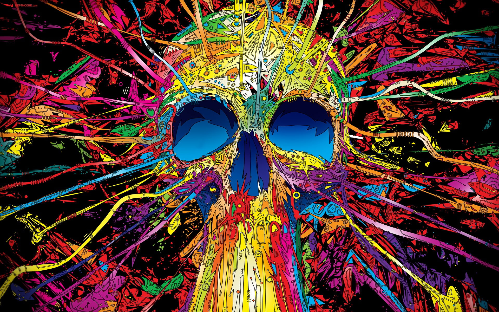 Colorful, Vector, Skull, Creative, lines, Line, 1080P, HD Wallpaper