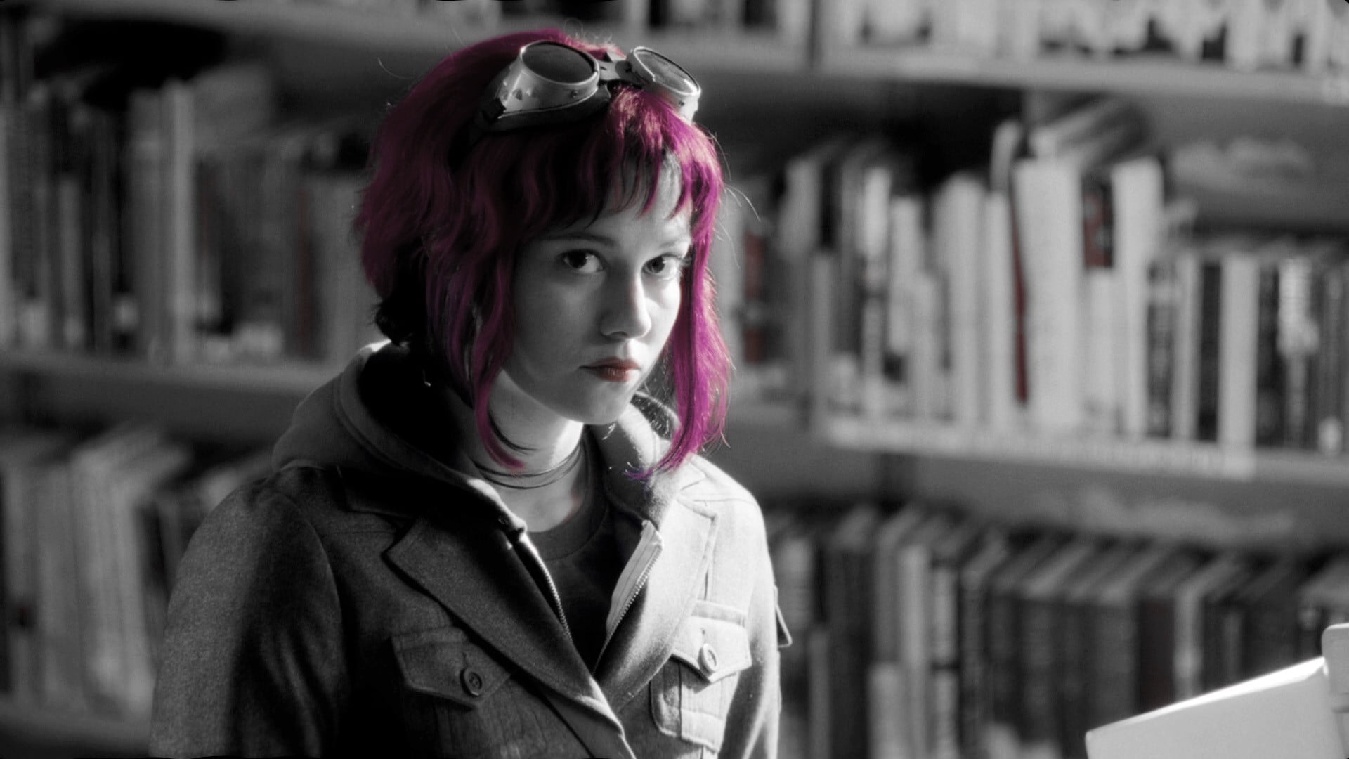 hair, hood - clothing, Photoshop, music, dyed hair, selective, young adult, Scott Pilgrim vs. the World, Mary Elizabeth Winstead, actress, color, selective coloring, HD Wallpaper