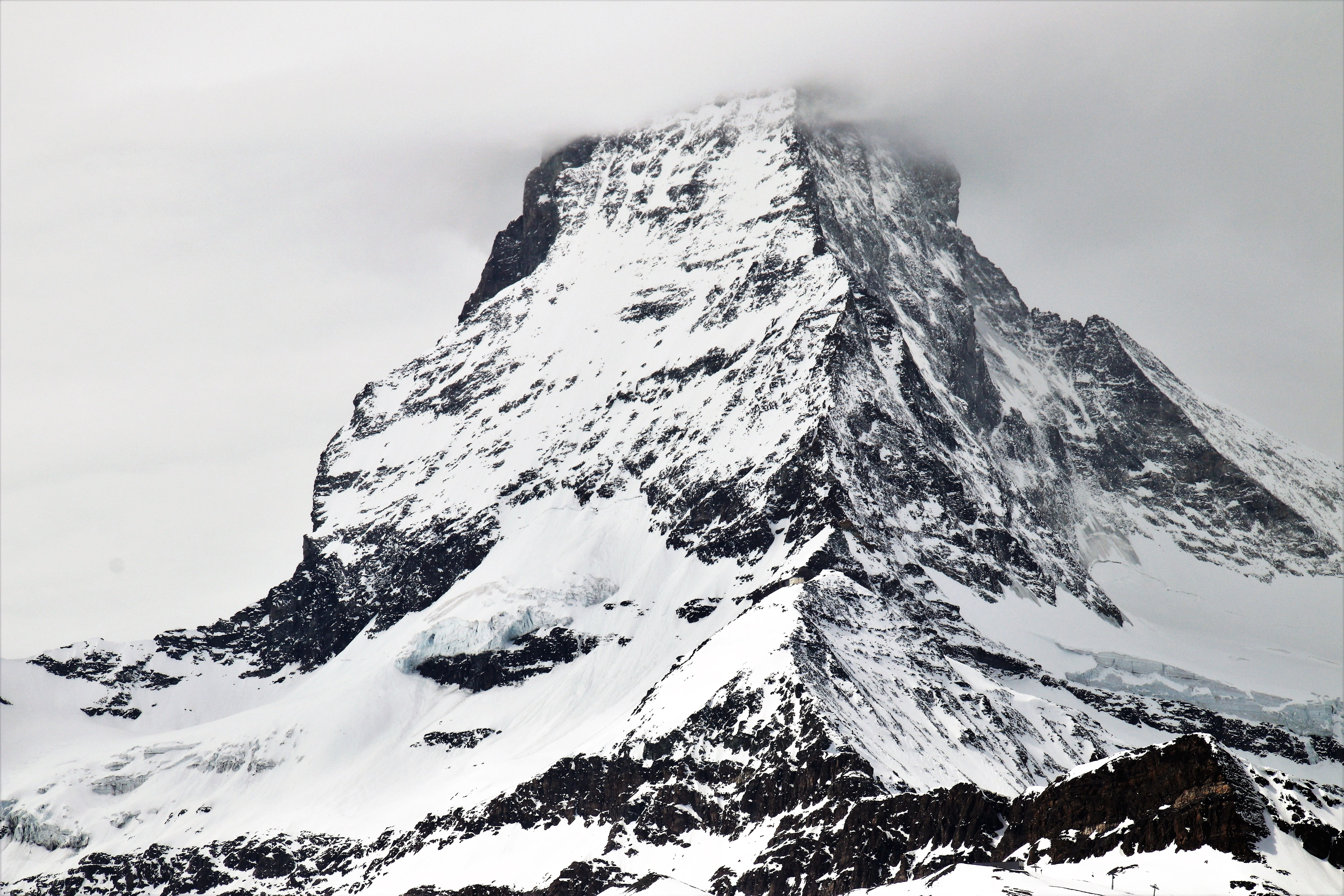 tall, winter view, no people, switzerland, holiday, kirkjufell, steep slope, rock - object, mountain landscape, frosty, ice, mountains, mountain range, HD Wallpaper