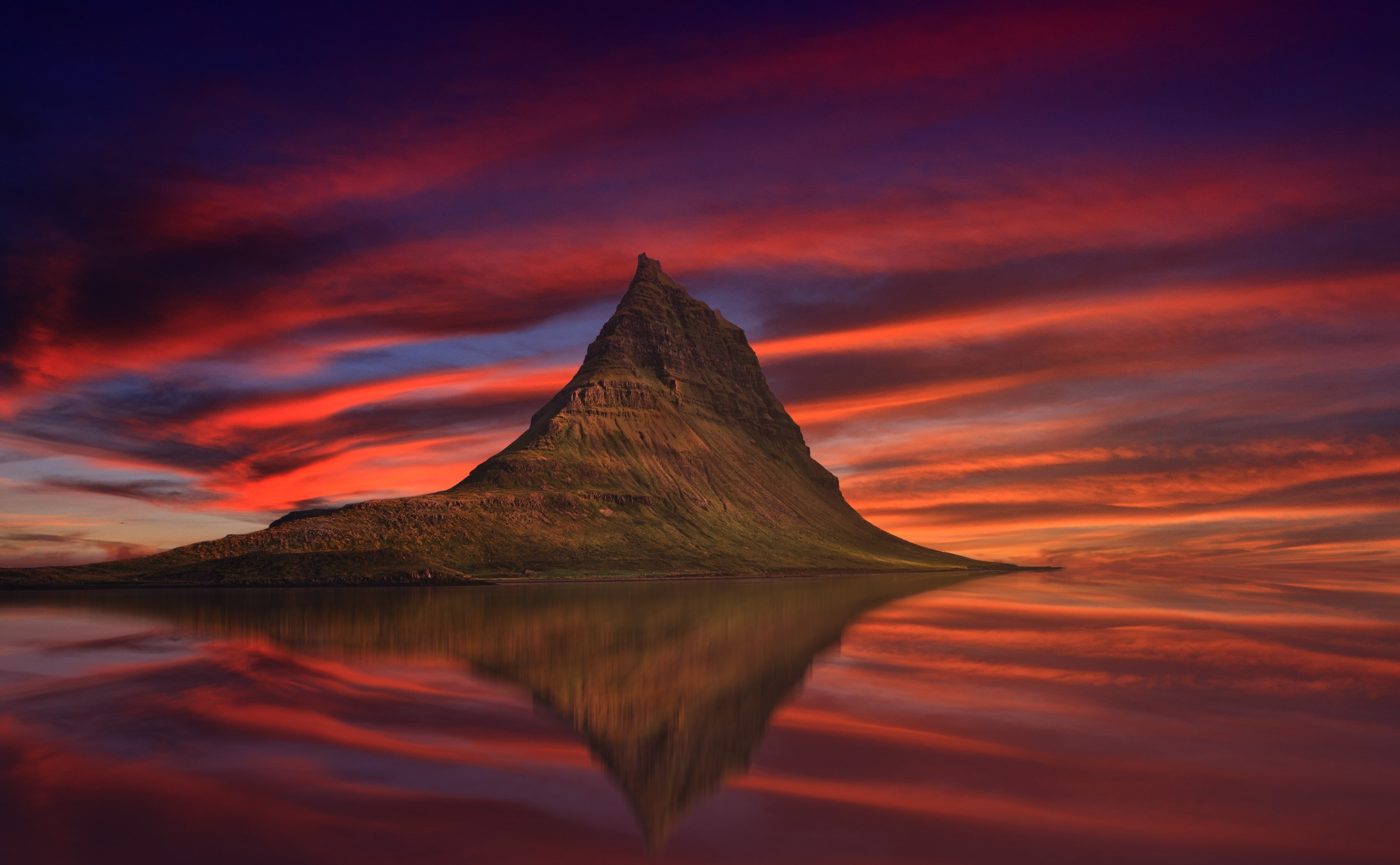 scenics - nature, Picturesque, Reflection, 4K, Nature, tranquility, Scene, sunset, travel destinations, environment, Mountain, Mirroring, dusk, Churchmountain, HD Wallpaper