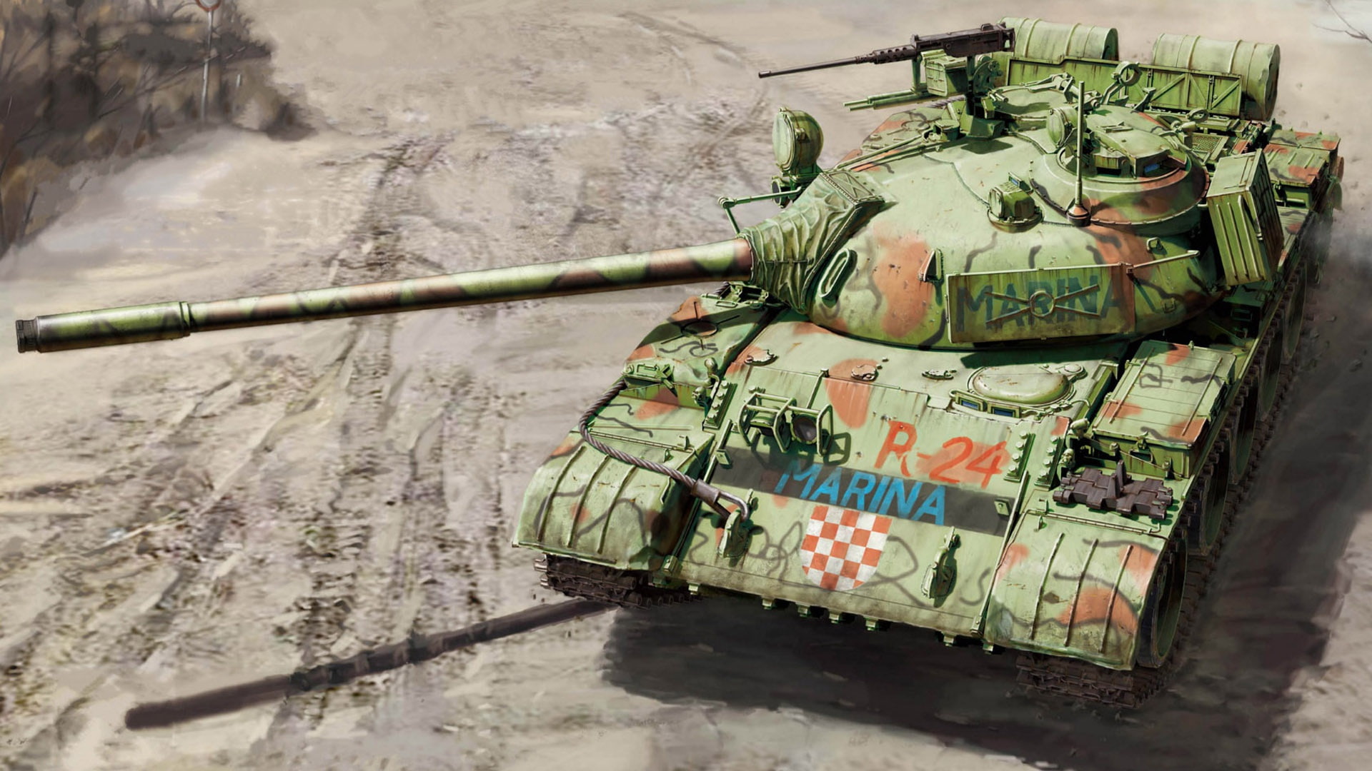MARINA, 1080P, main battle tank, Soviet medium tank, figure, T-55A, HD Wallpaper