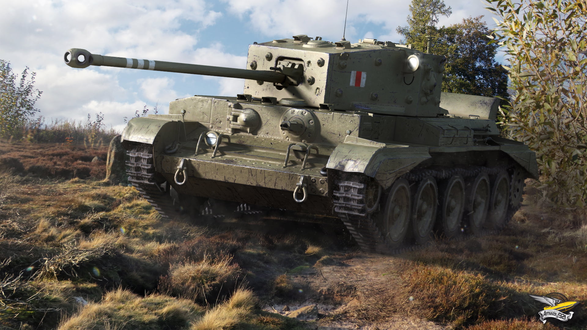 tank, no people, tree, British, gray, military, panzer, mode of transportation, conflict, field, grass, nature, World of Tanks, Cromwell, plant, 1080P, HD Wallpaper