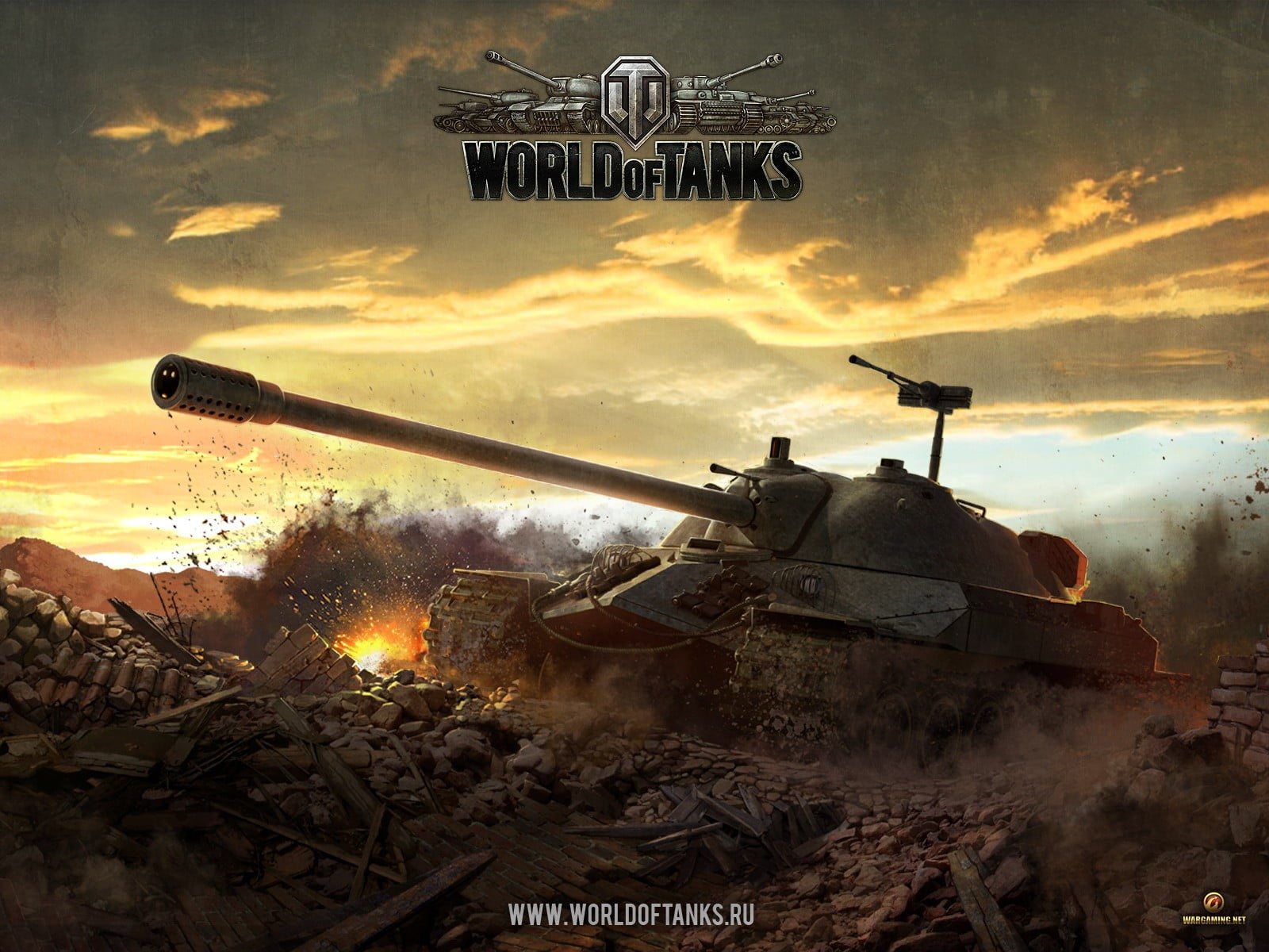 IS-7, sky, cloud - sky, fire - natural phenomenon, world, 720P, destruction, fighting, demolished, military, flame, video games, transportation, smoke - physical structure, HD Wallpaper