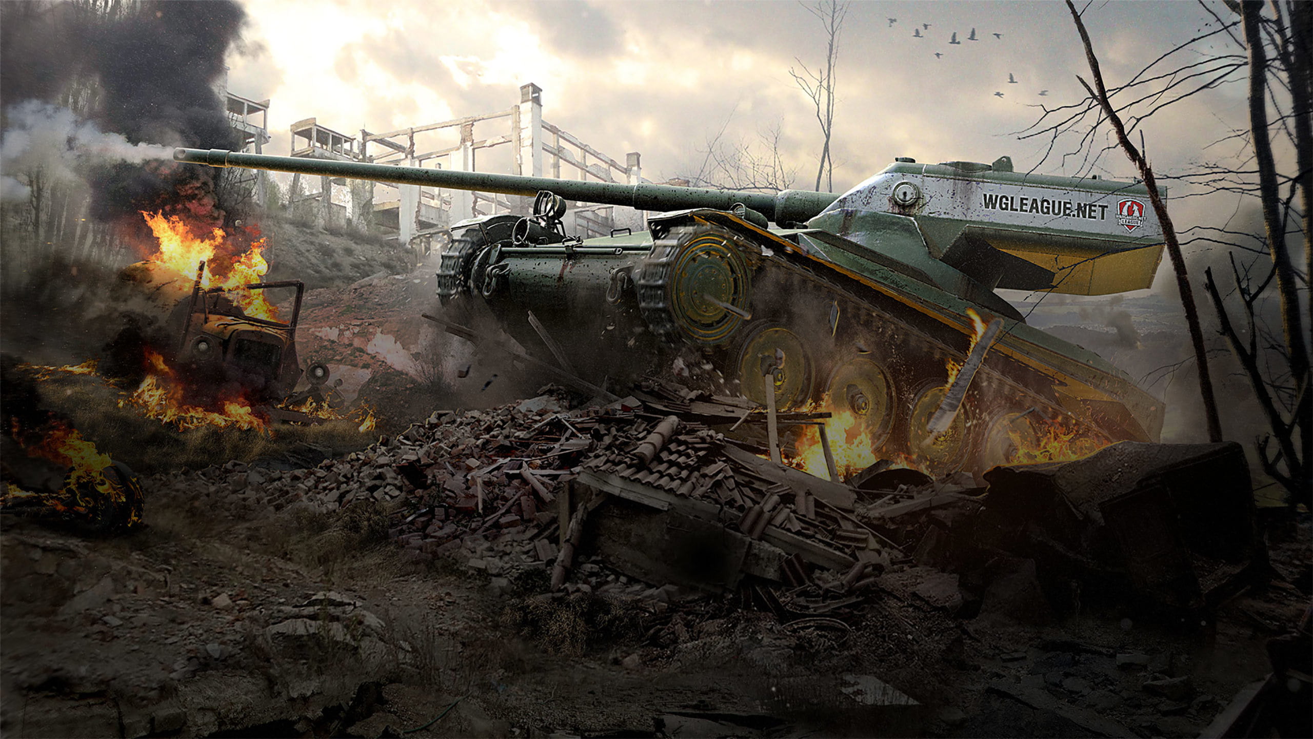 demolished, no people, metal, outdoors, Amx 13 57 Gf, machinery, coal, cloud - sky, warning sign, mode of transportation, 2K, transportation, WoT, ruined, HD Wallpaper