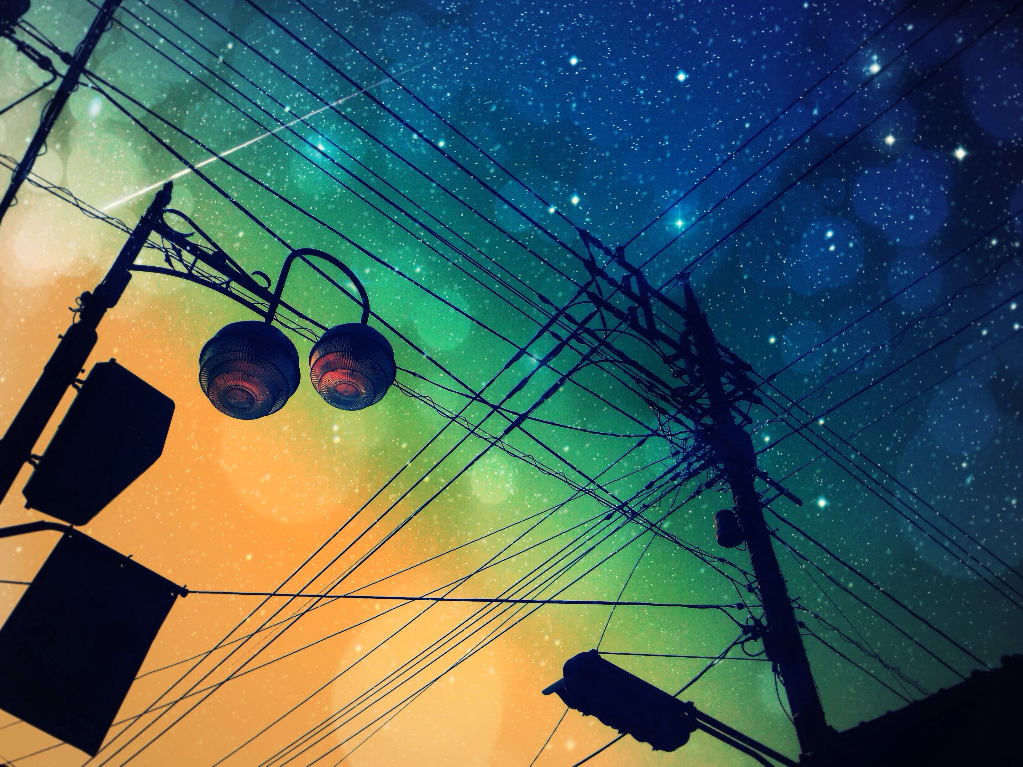 stars, 2K, comet, sky, utility pole, HD Wallpaper