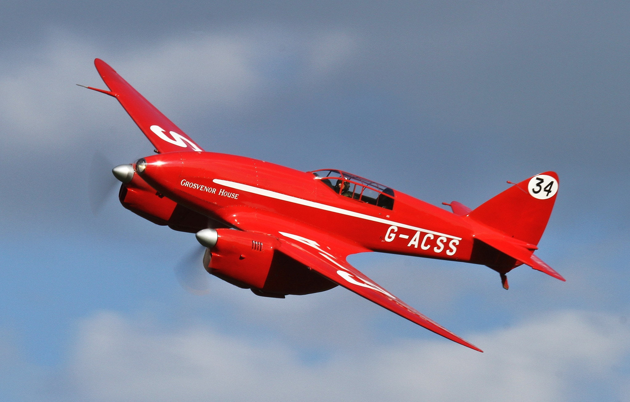 DH.88, twin-engine, racing, the plane, 1080P, De Havilland, Comet, HD Wallpaper