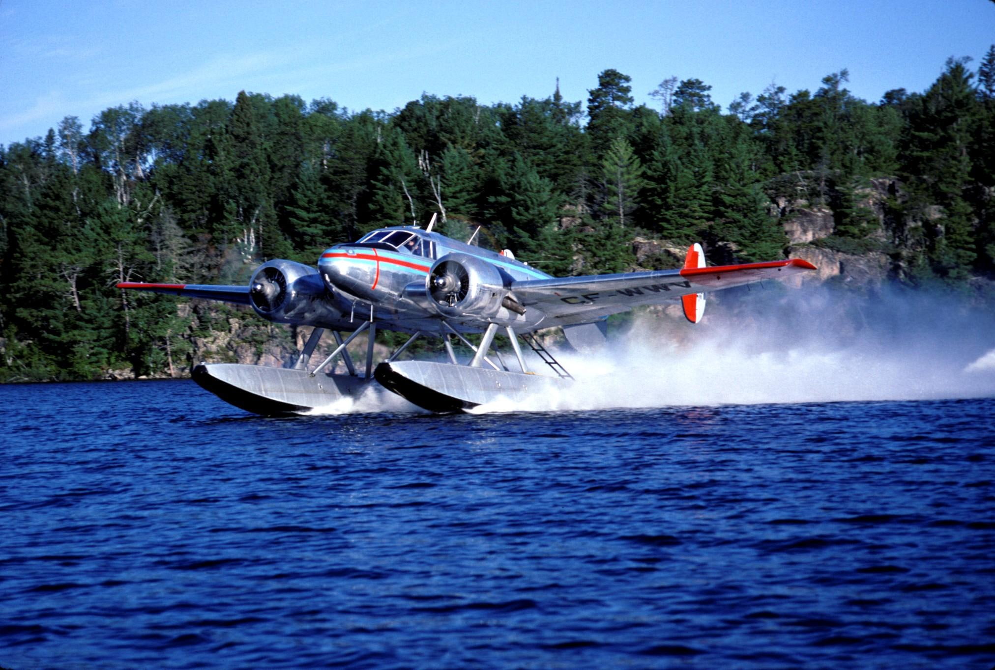 aircraft planes, 1080P, floats, beechcraft, twin, model, lake, beech, engine, HD Wallpaper