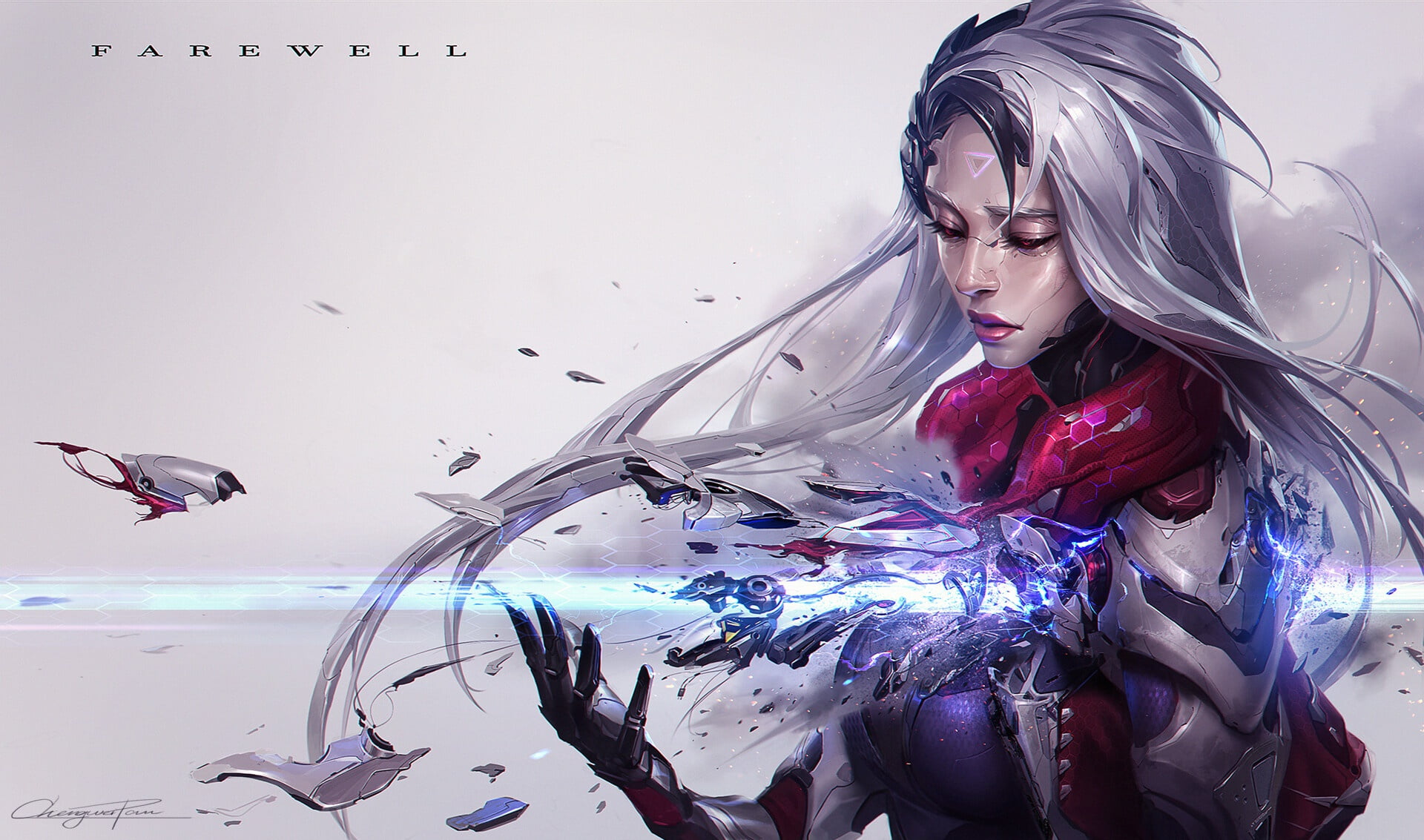 game, digital art, cyborg, fantasy, artwork, fantasy girl, girl, 1080P, Farewell, Katarina, fantasy art, League of Legends, HD Wallpaper