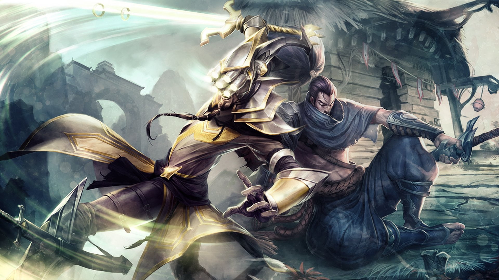 Video Game, master, paint, weapon, league, Yasuo (League Of Legends), nature, full length, women, art and craft, men, arts culture and entertainment, government, HD Wallpaper