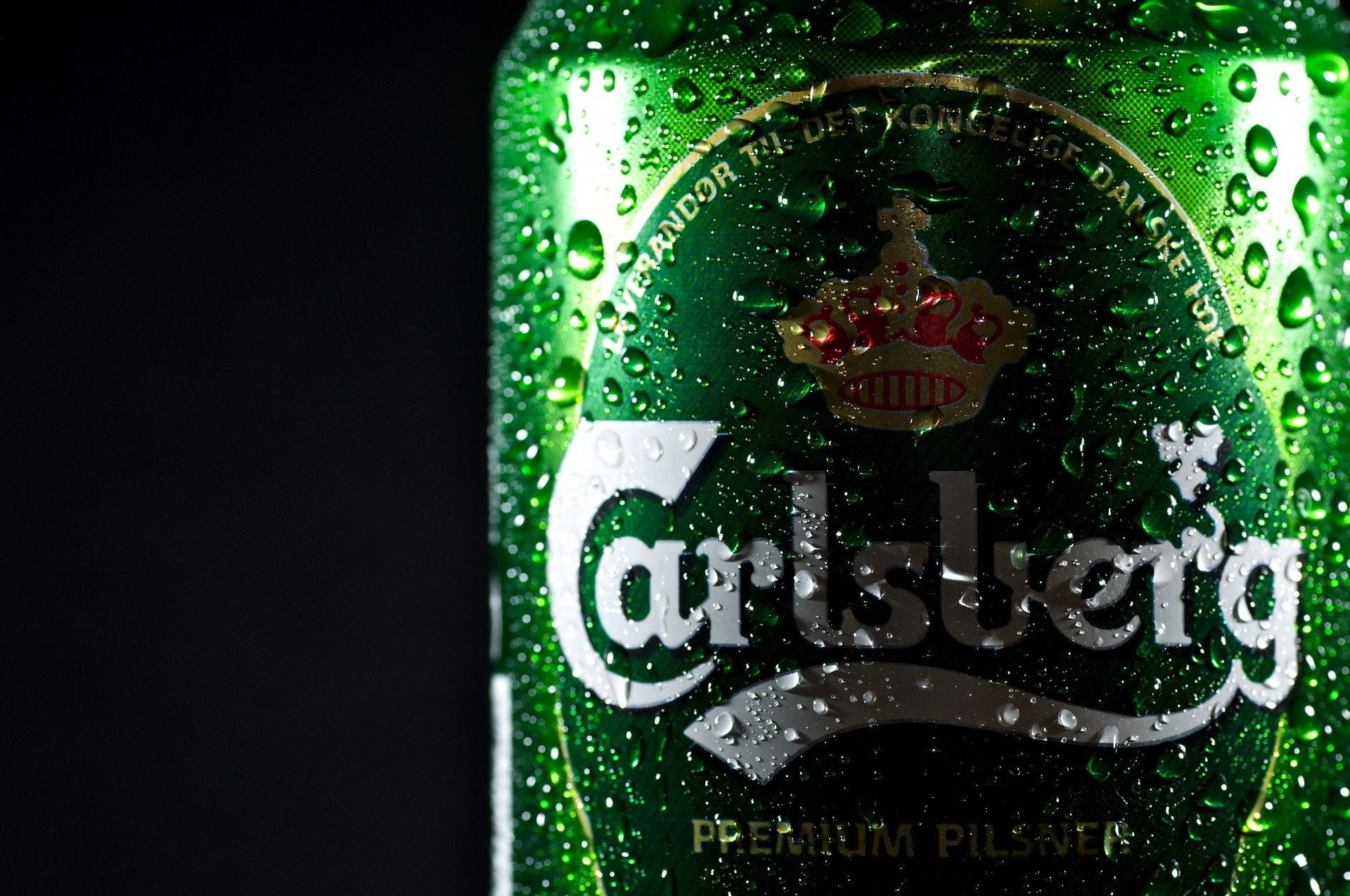 Can, drink, 1080P, Water Drops, beer, carlsberg, HD Wallpaper