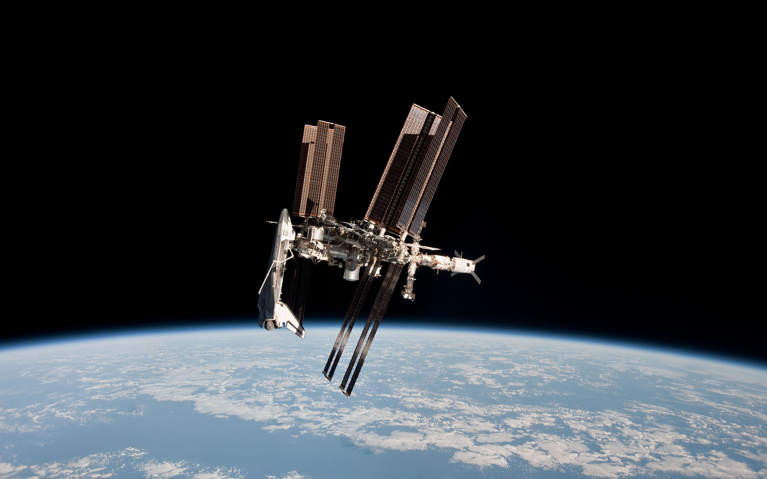 2K, nasa, hd, black, shuttle, station, planet, space, earth, satellite, HD Wallpaper