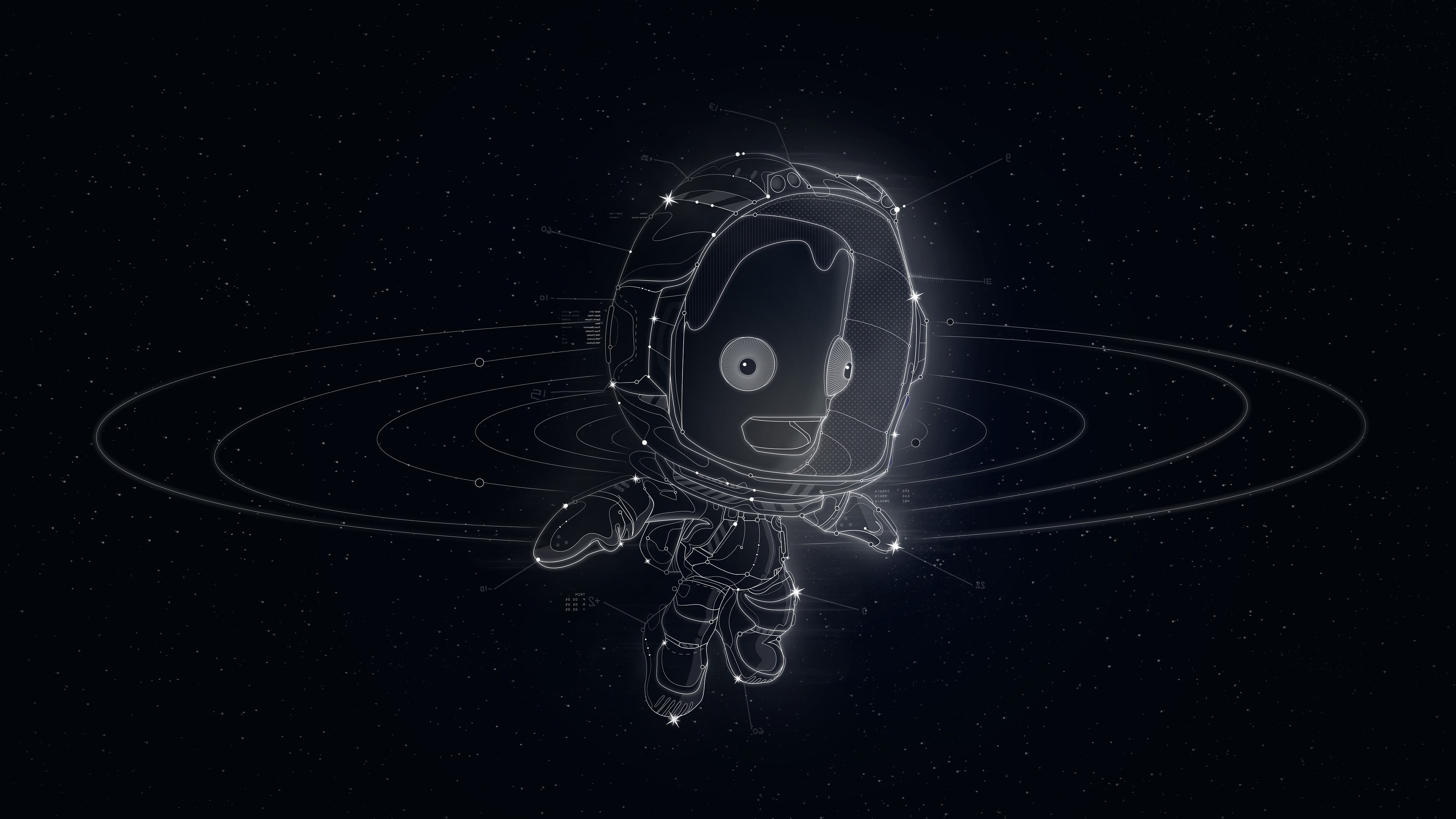 creativity, sky, star - space, space, abstract, geometric shape, no people, galaxy, motion, circle, kerbal space program, 4K, connection, studio shot, HD Wallpaper