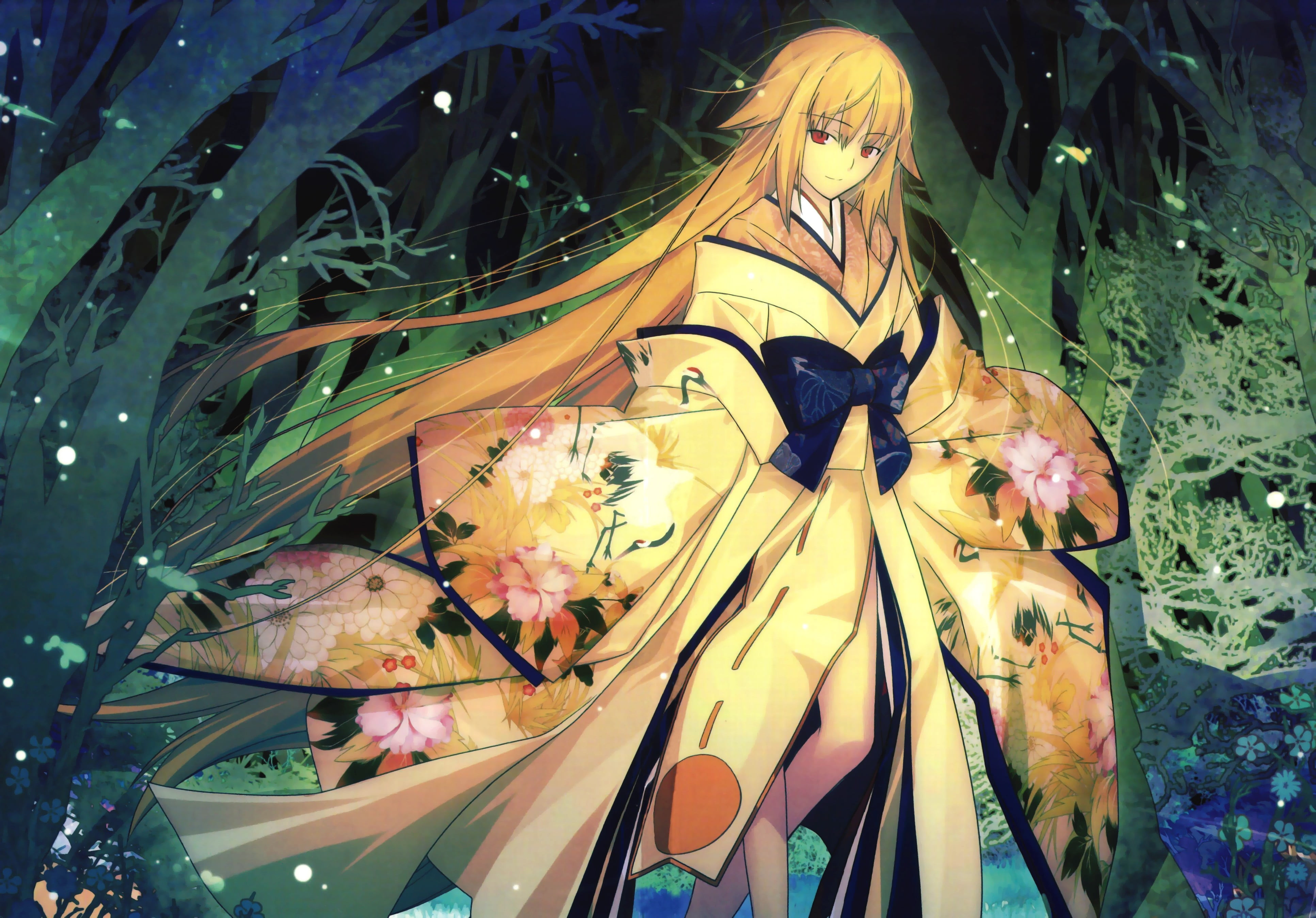 no people, yellow, human representation, belief, close-up, female, Takeuchi Takashi, traditional clothing, anime girls, long hair, day, religion, Tsuki no Sango, HD Wallpaper