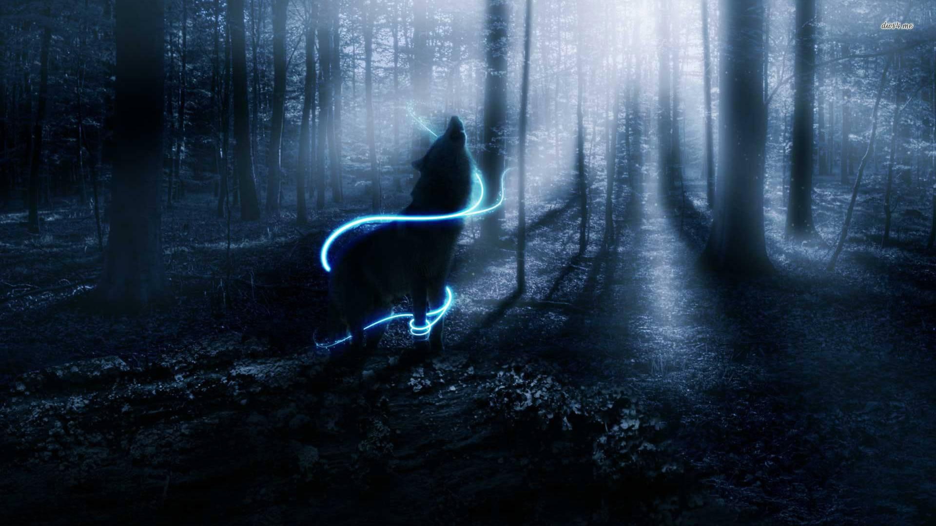 3d and abstract, 1080P, animals, abstract, howling, wolf, woods, fantasy, HD Wallpaper