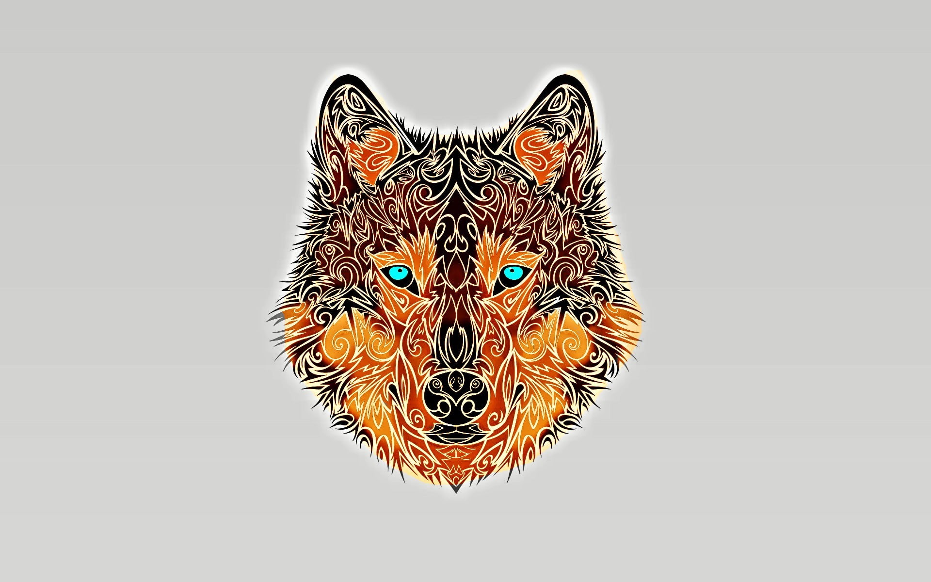 1080P, turquoise eyes, wolf, minimalism, HD Wallpaper