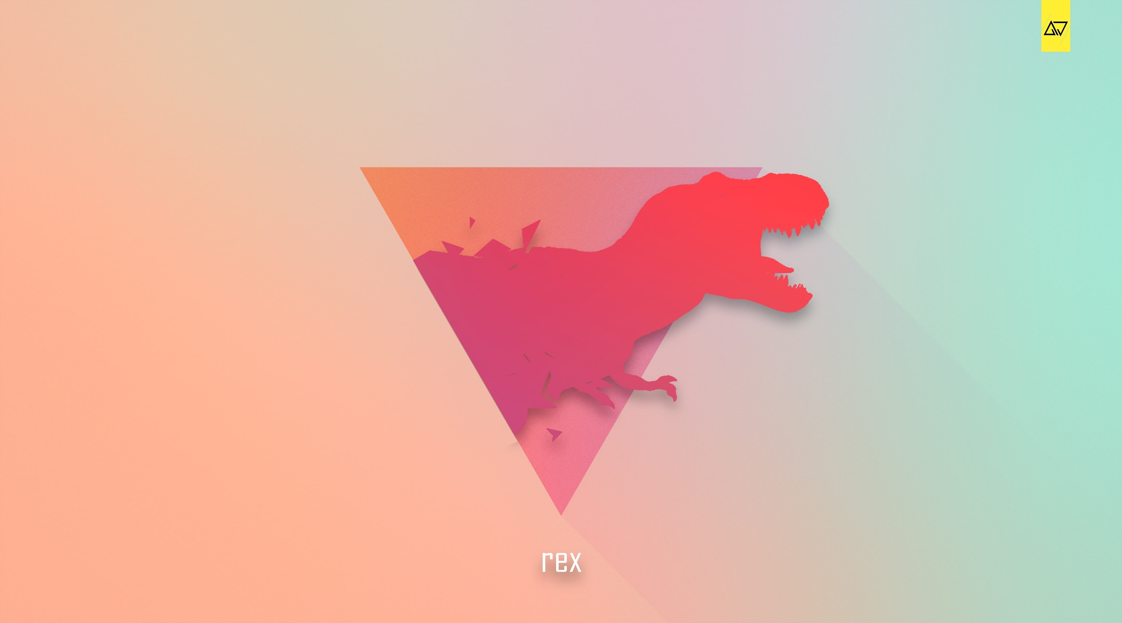 4K, Fierce, Dinosaur, Background, rex, Abstract, art, triangle, Artistic, HD Wallpaper