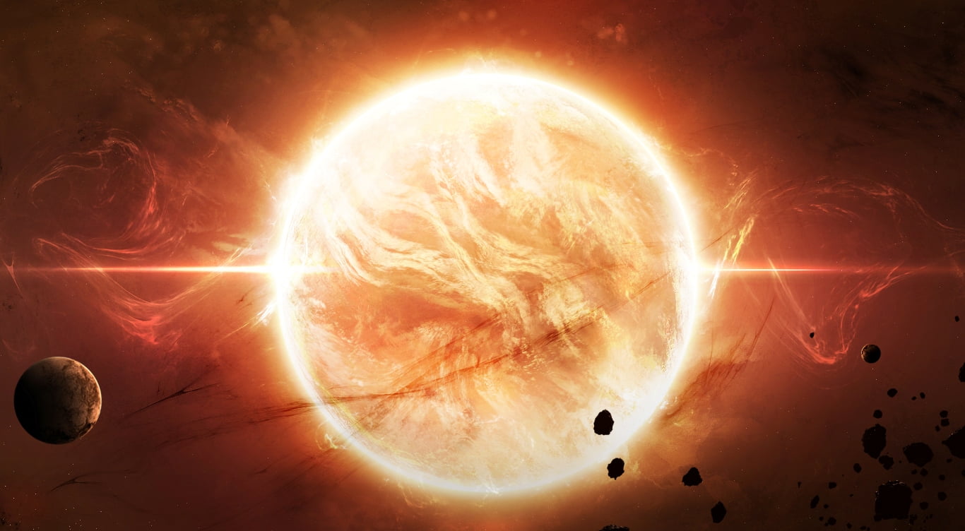 fire, burning, 720P, 3D, Space, inferno, planet - space, lens flare, astronomy, sky, heat - temperature, fuel and power generation, flame, no people, sun, HD Wallpaper